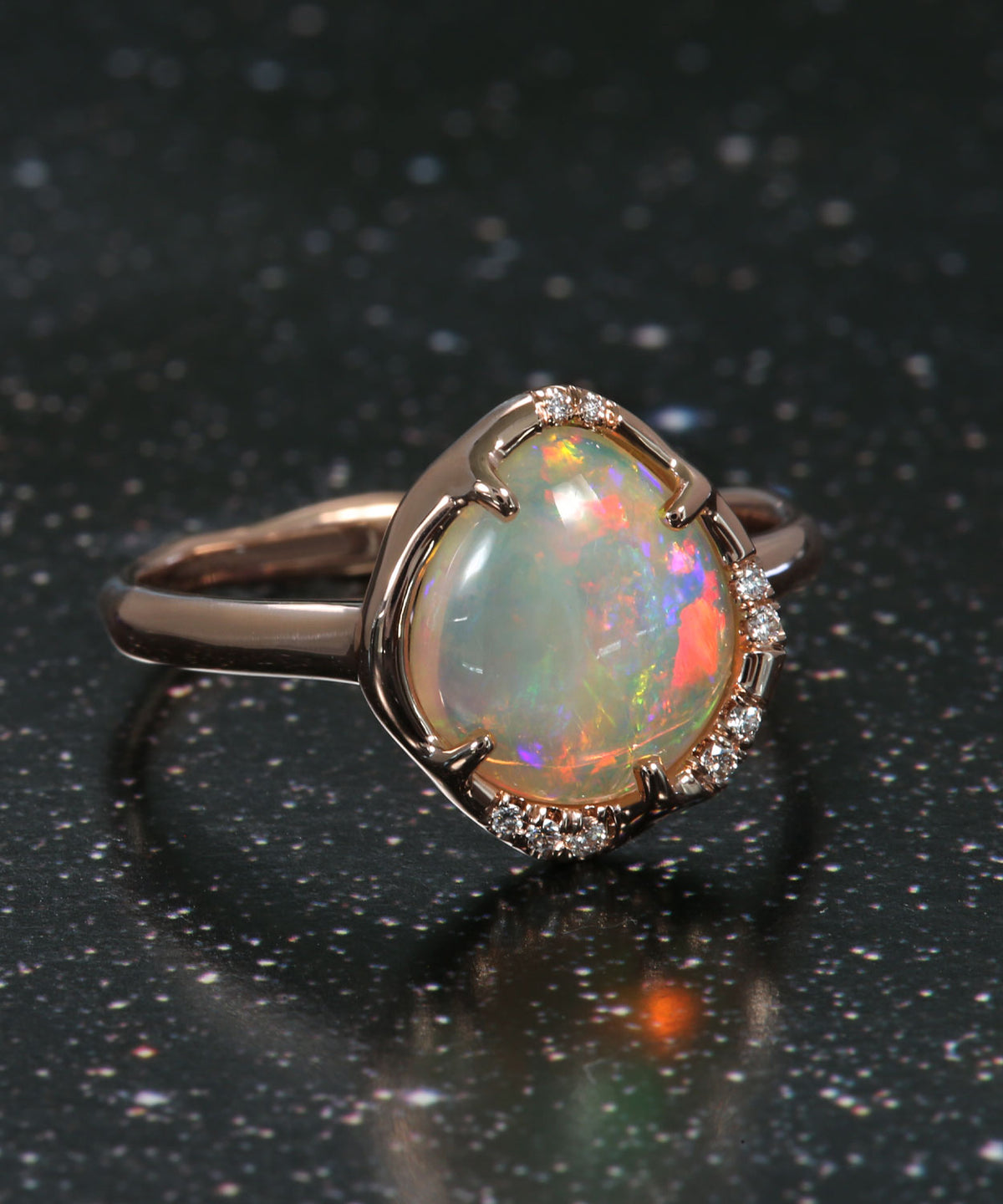 Aphenos Flourescent Fire Flash Opal Ring