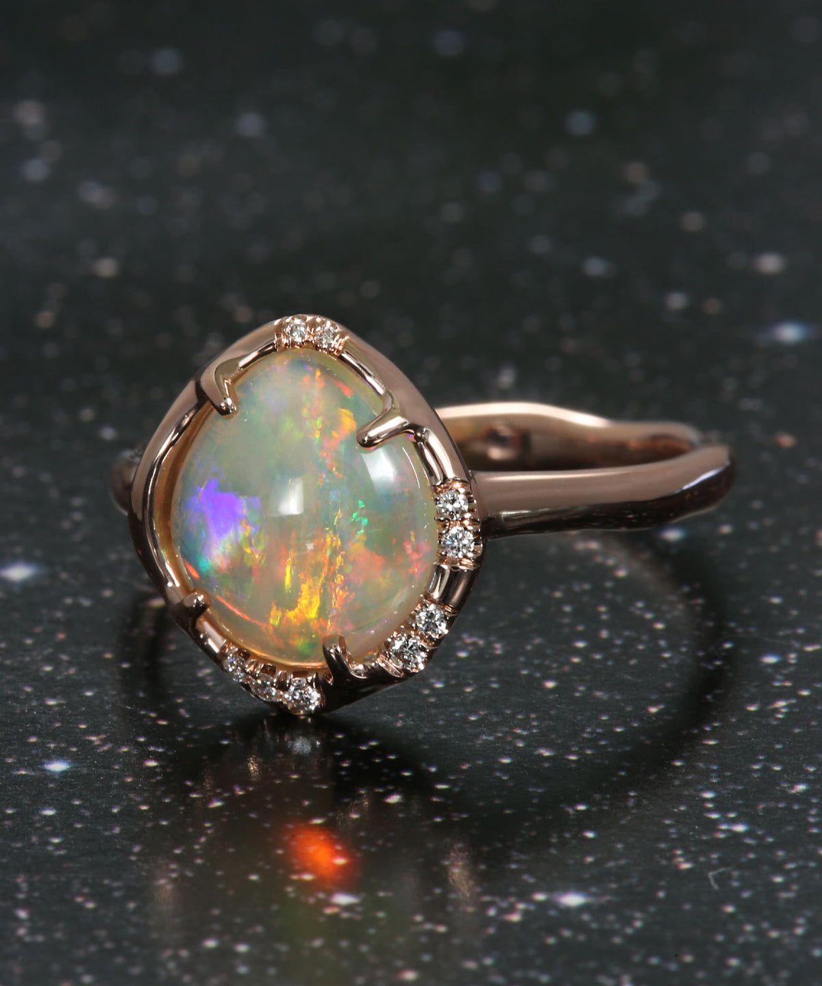 Aphenos Flourescent Fire Flash Opal Ring