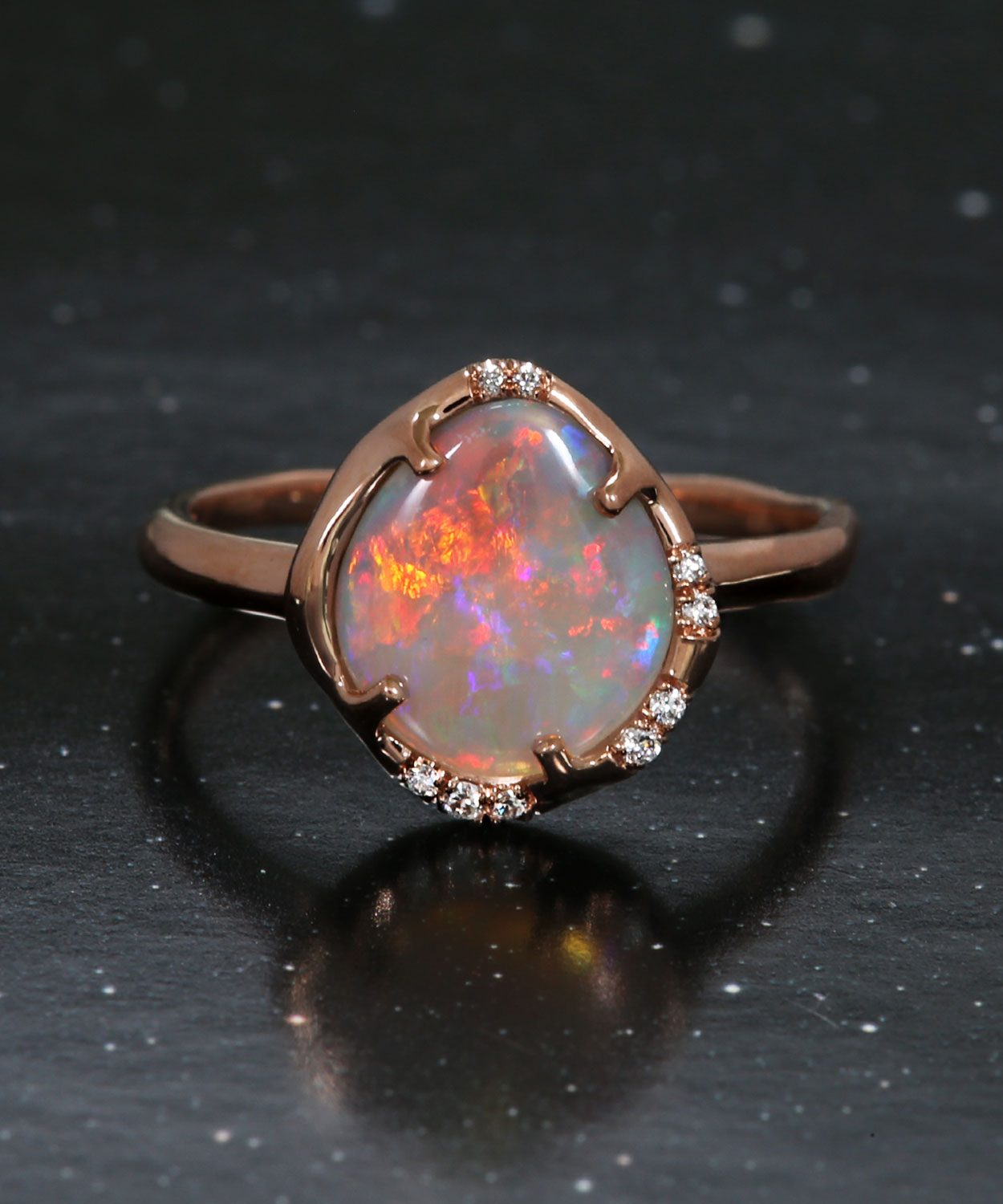 Aphenos Lightning Flash Semi Dark Opal Ring