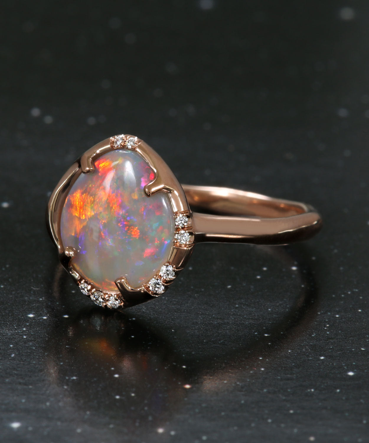 Aphenos Lightning Flash Semi Dark Opal Ring