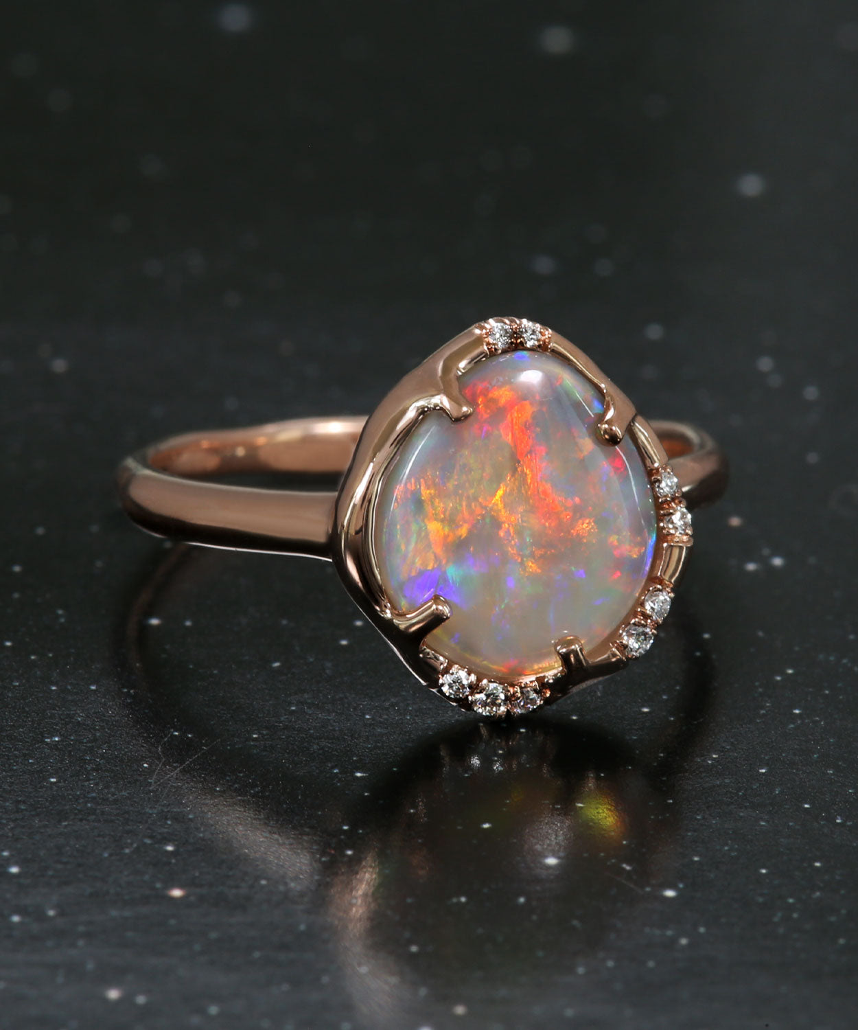 Aphenos Lightning Flash Semi Dark Opal Ring