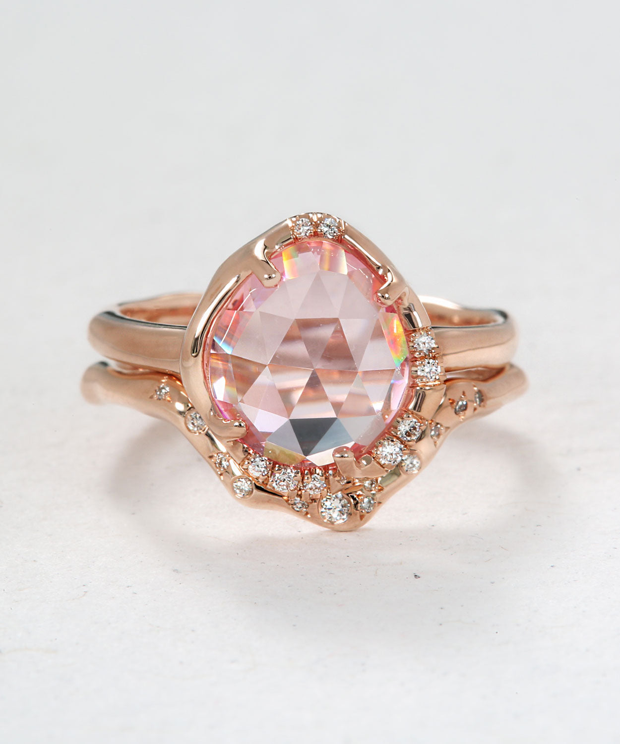 Aphenos Peachy Pink Sapphire and Harmonic Stack