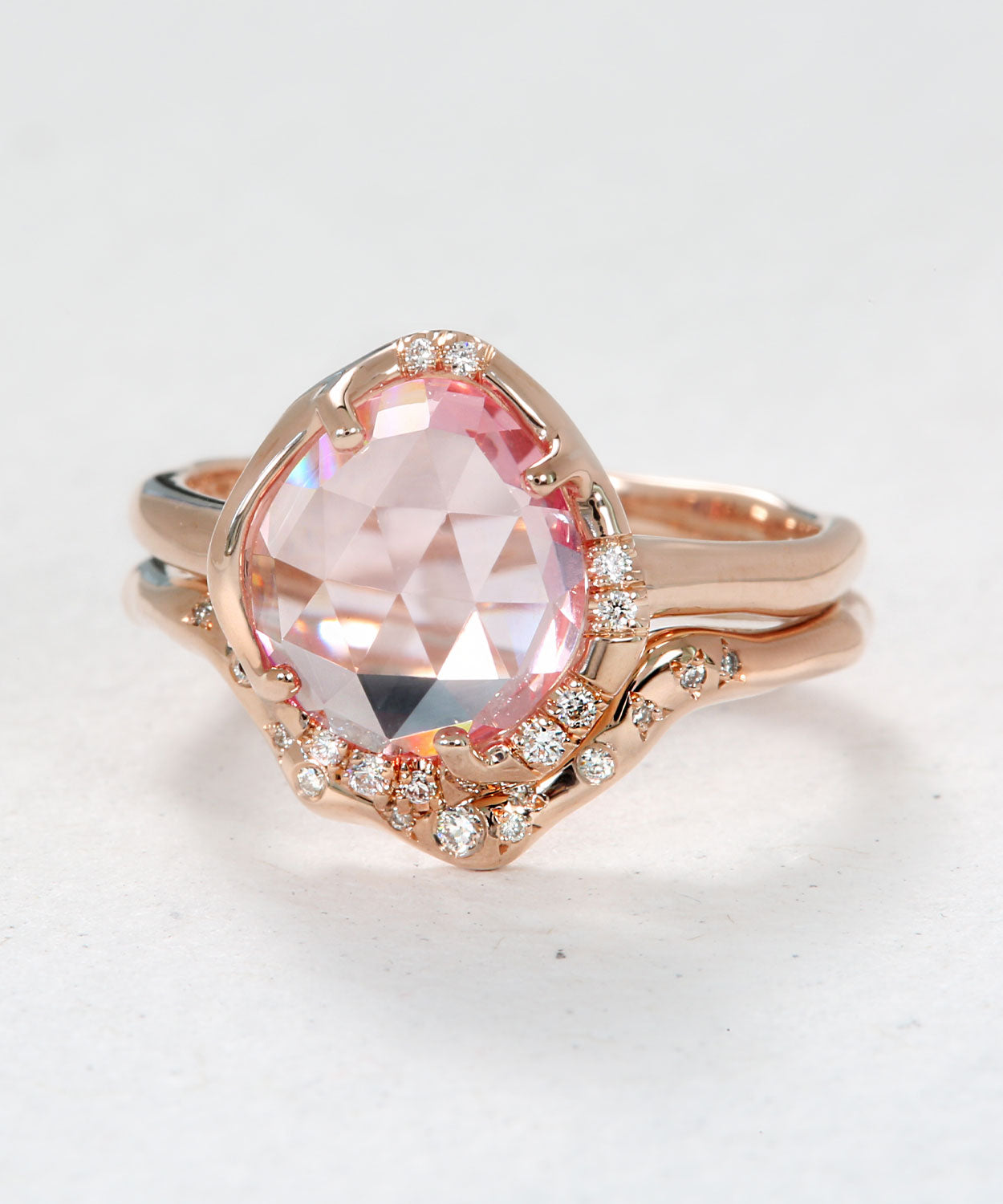 Aphenos Peachy Pink Sapphire and Harmonic Stack