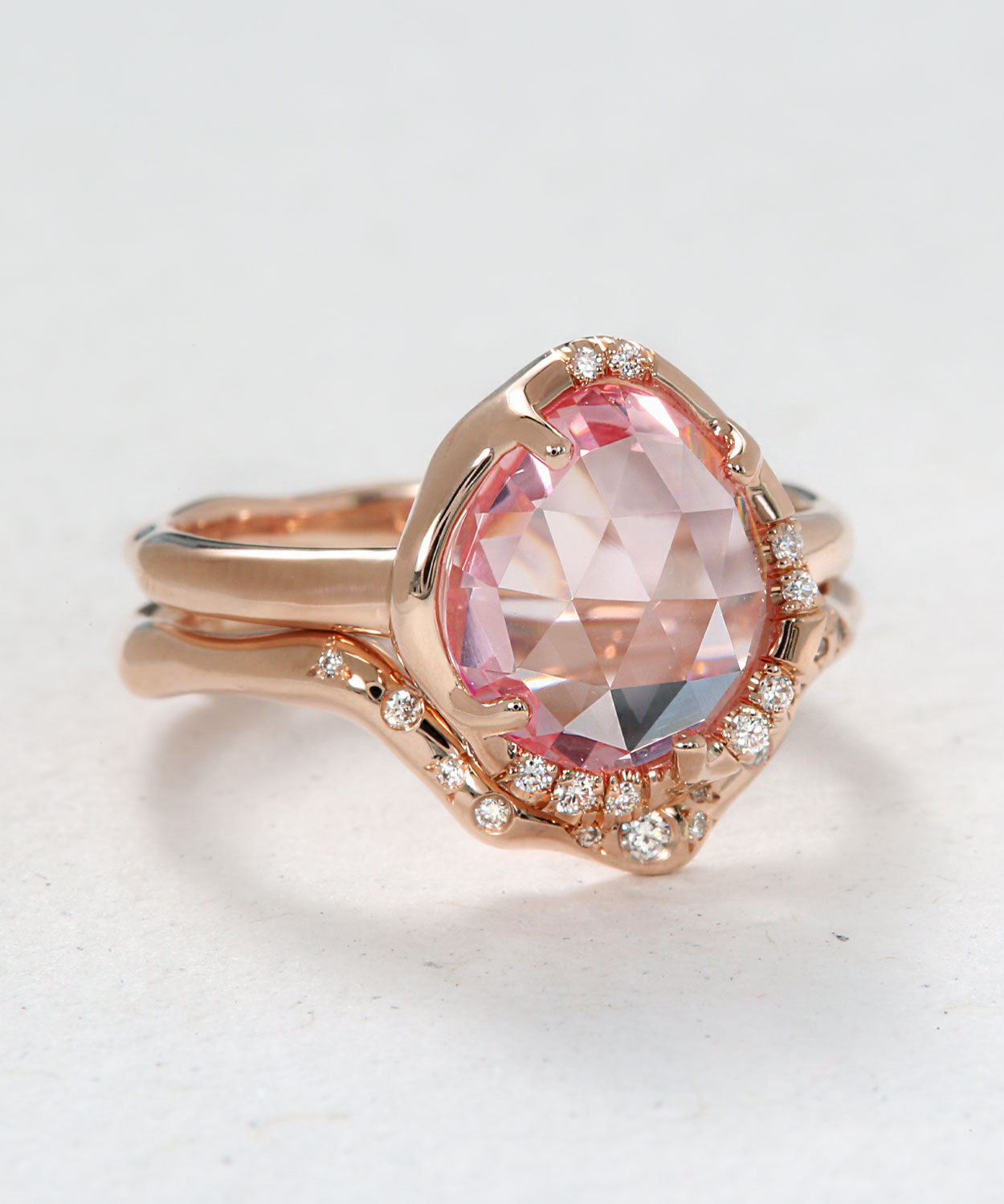 Aphenos Peachy Pink Sapphire and Harmonic Stack