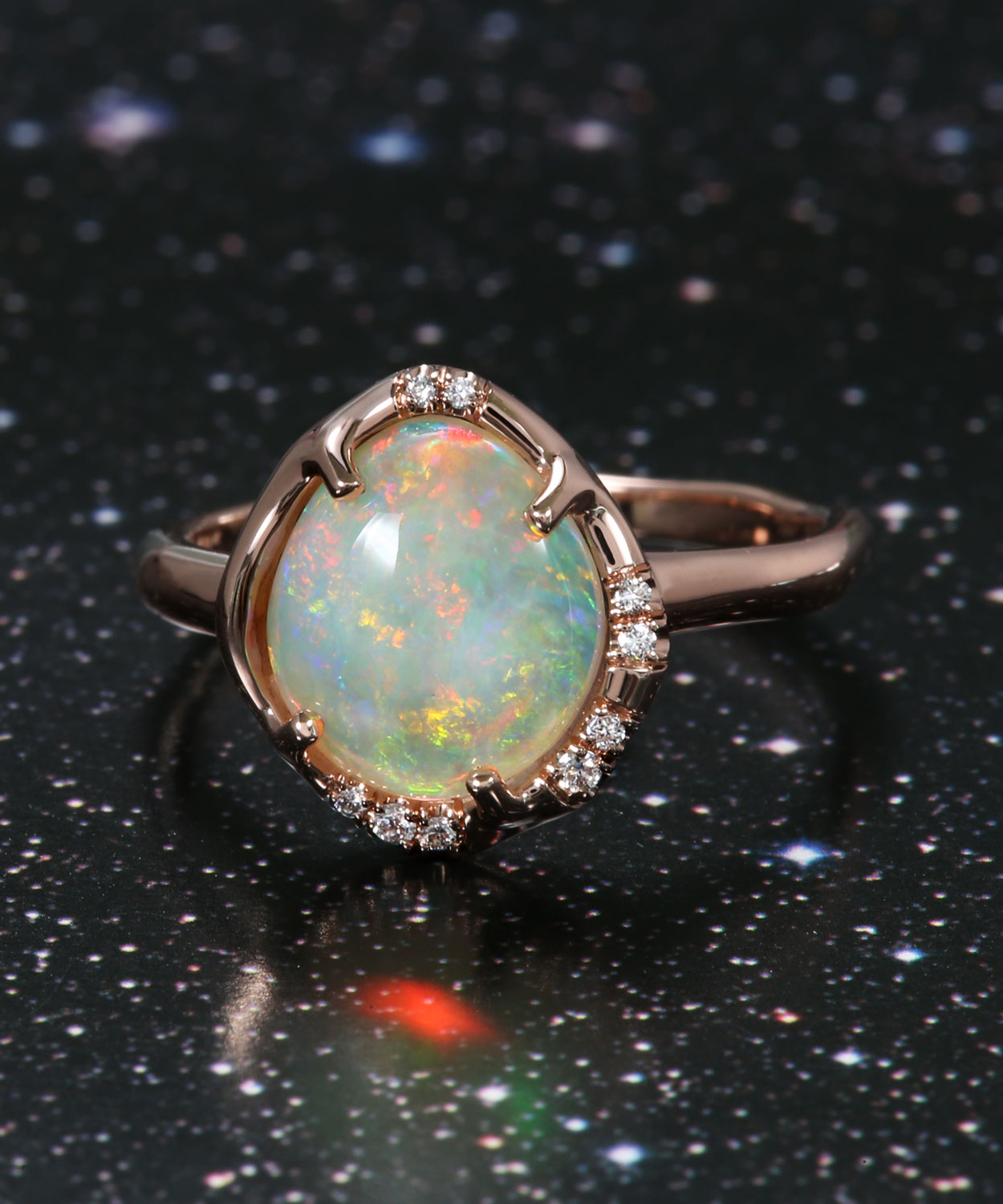 Aphenos Rainbow Effect Multicolor Opal Ring