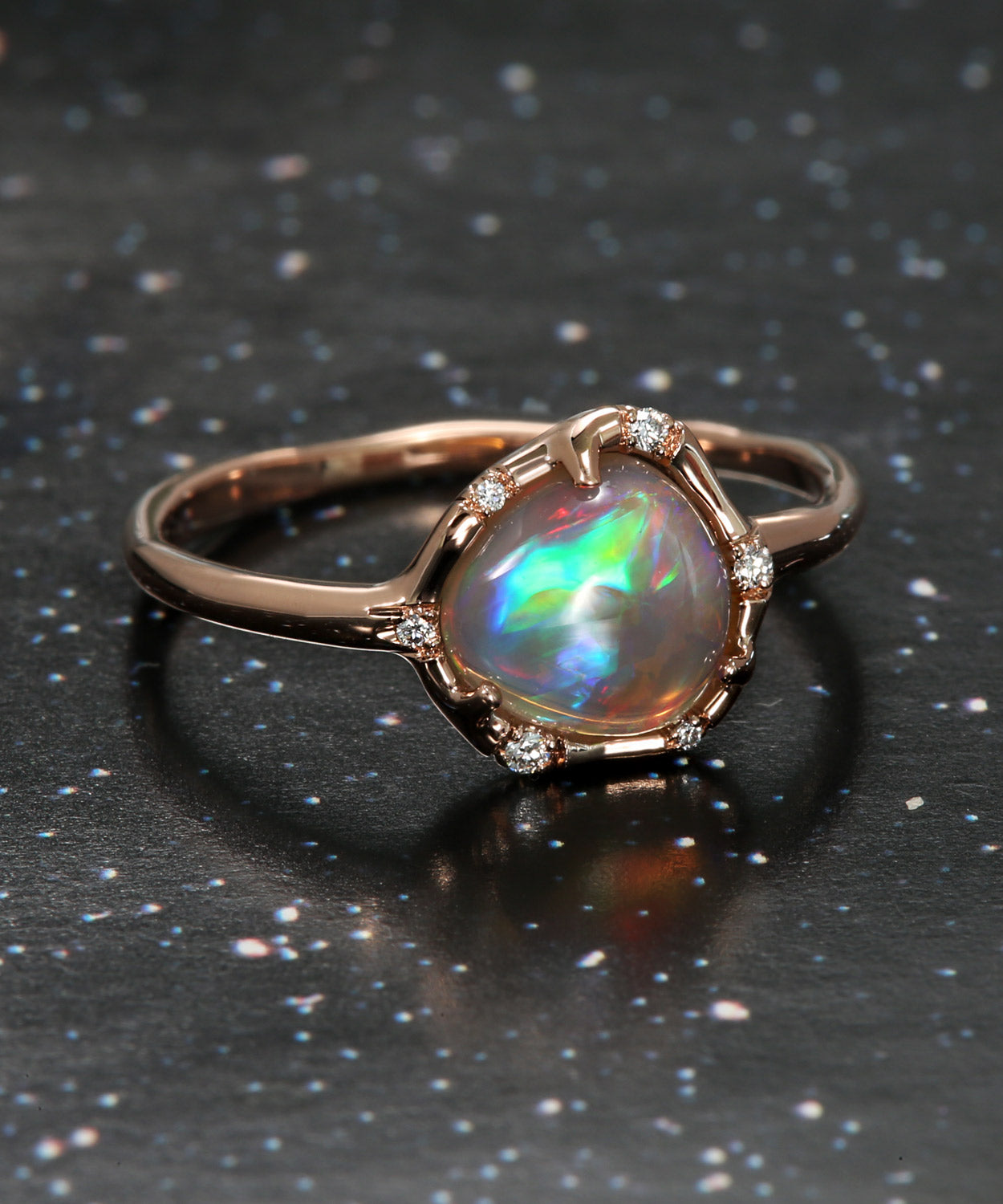 Cosmic Light Rainbowed Flash Dark Opal Ring