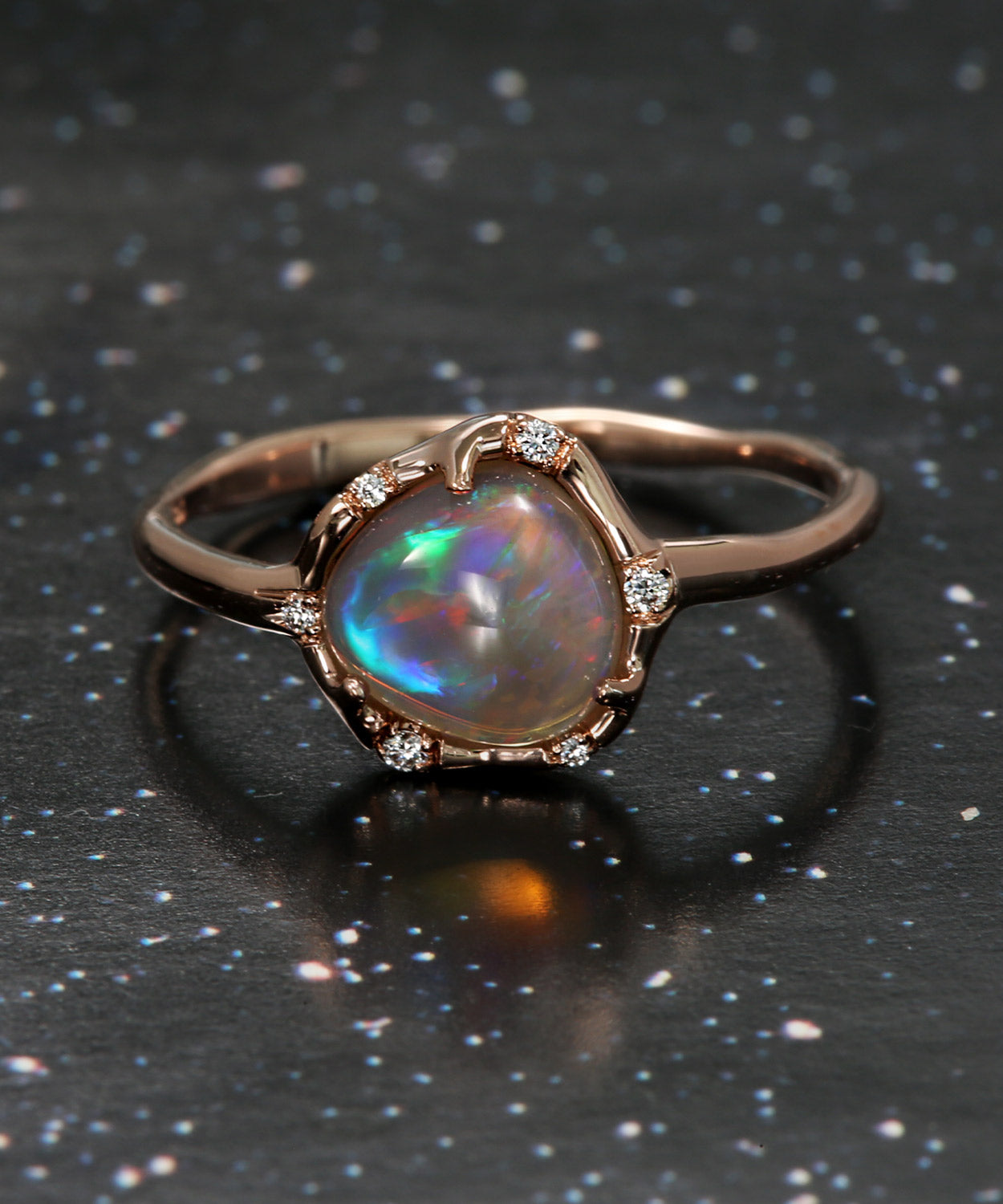 Cosmic Light Rainbowed Flash Dark Opal Ring
