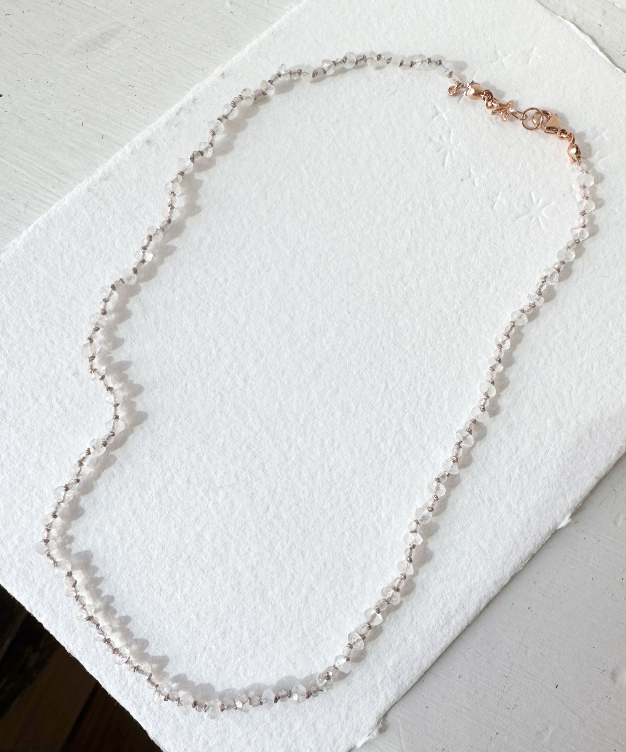 Glowy Moonstone Faceted Bead Necklace