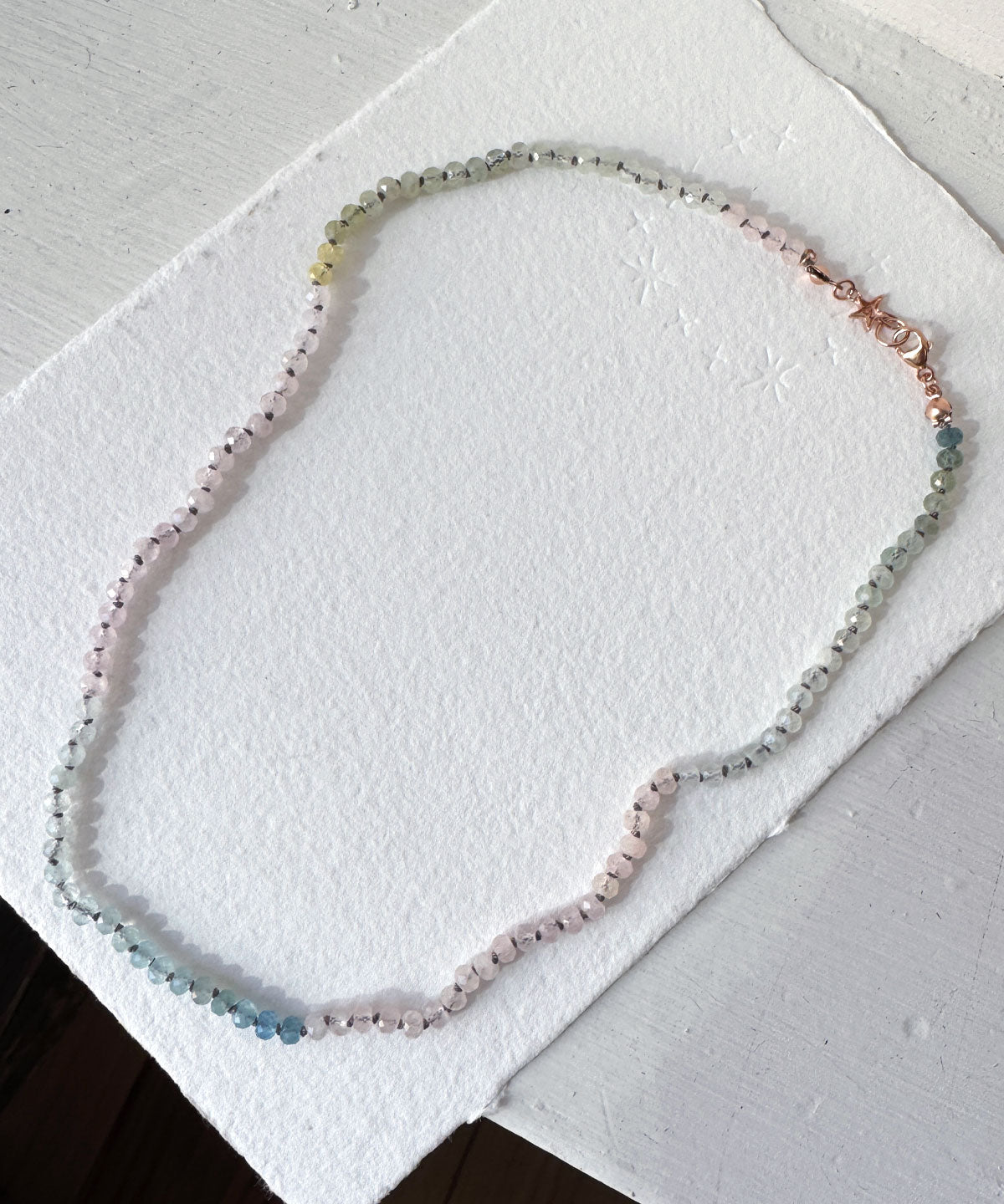 Glowy Morganite Faceted Bead Necklace