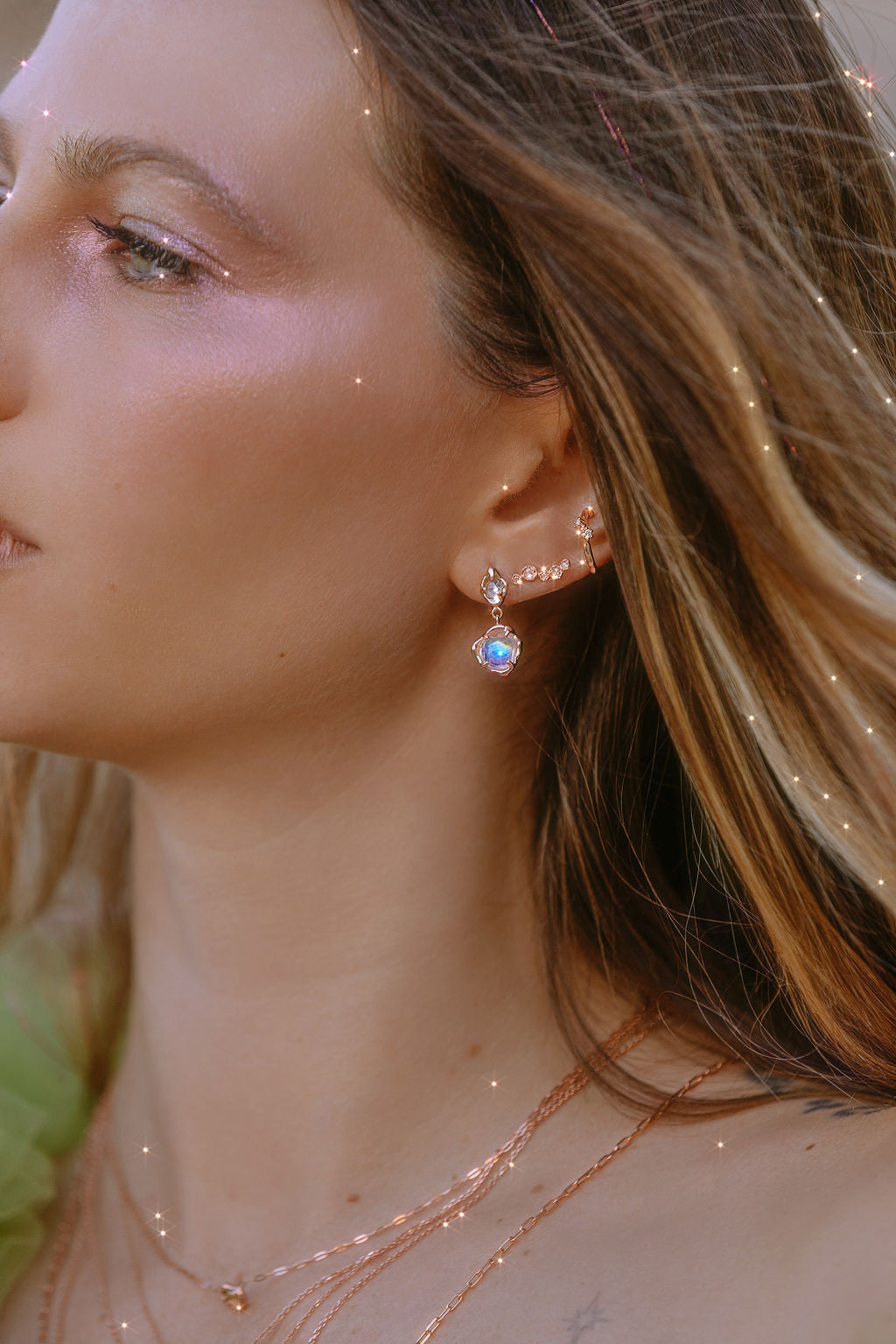 Rose Cut Diamond Penta Stud
