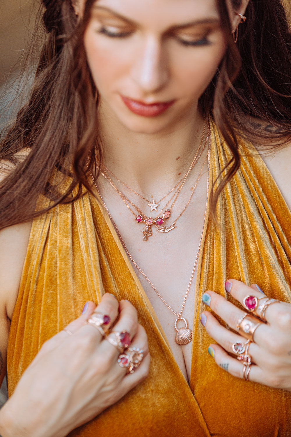 Sacred Heart of Pink Beams Necklace