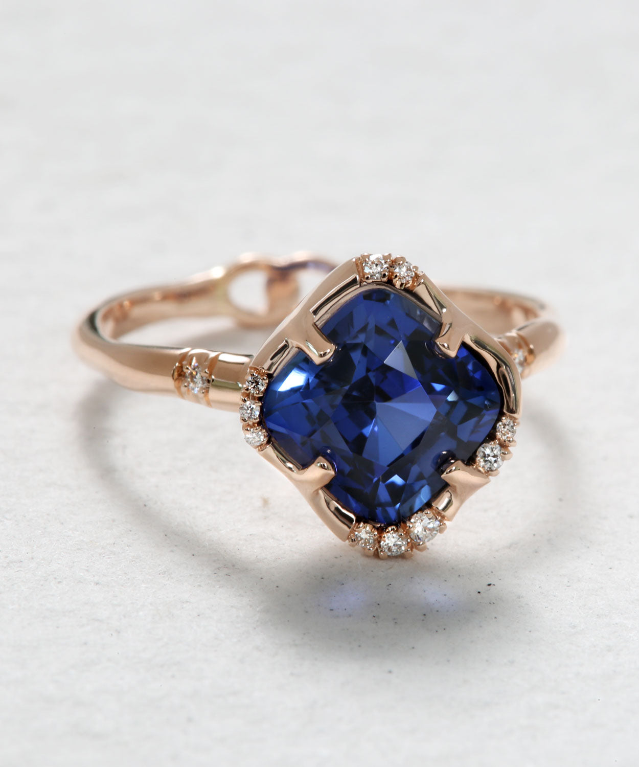 Infinite Love Blue Sapphire Cushion Ring