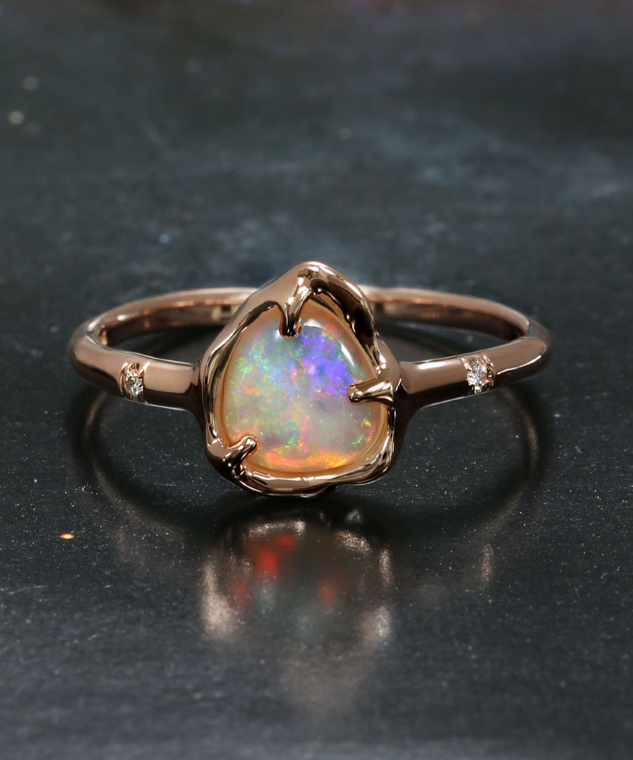 Star Poem Ribbon Crystal Flash Opal Ring