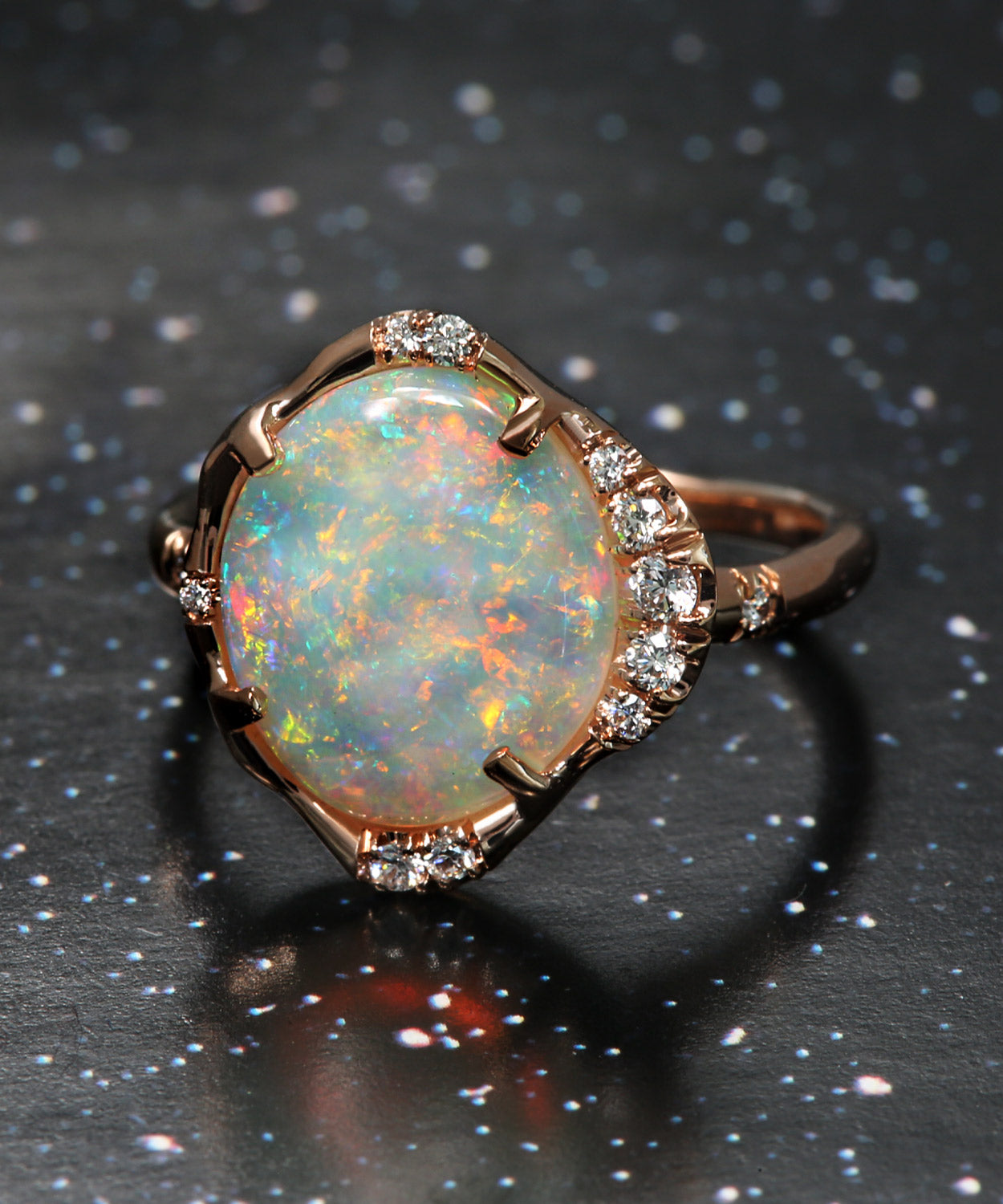 Stardust Floral Gem Flash Opal Ring