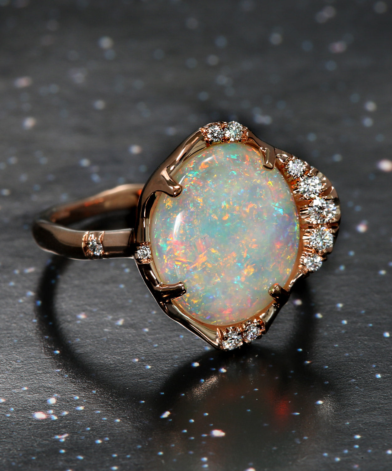 Stardust Floral Gem Flash Opal Ring