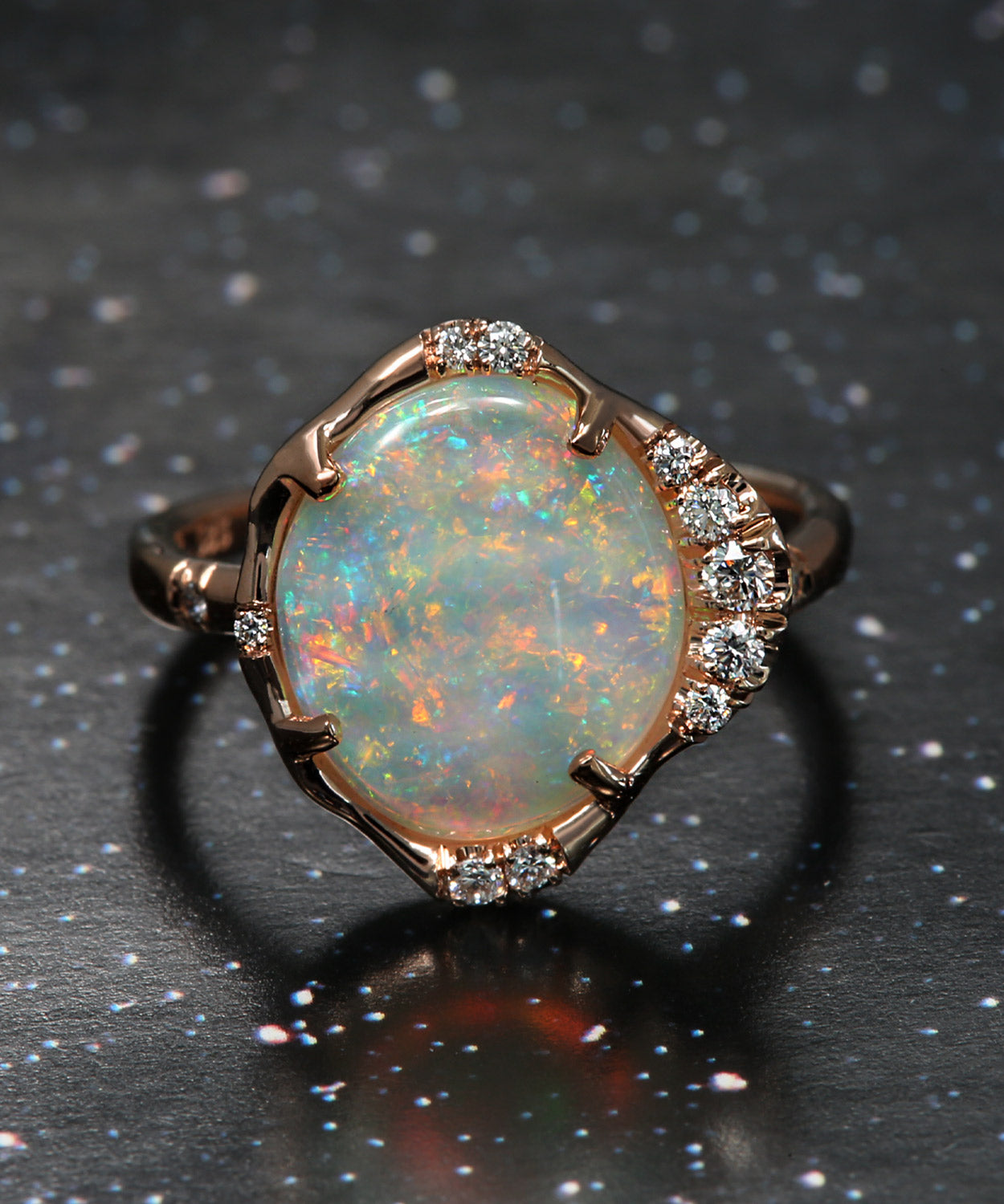 Stardust Floral Gem Flash Opal Ring