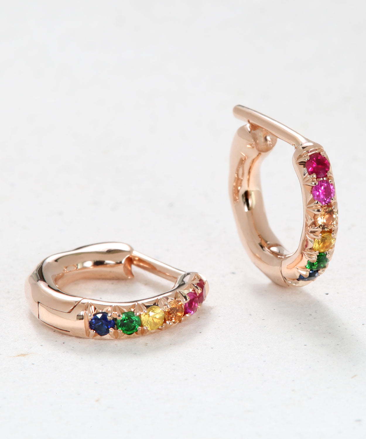 Rainbow Stone Hoop Earrings