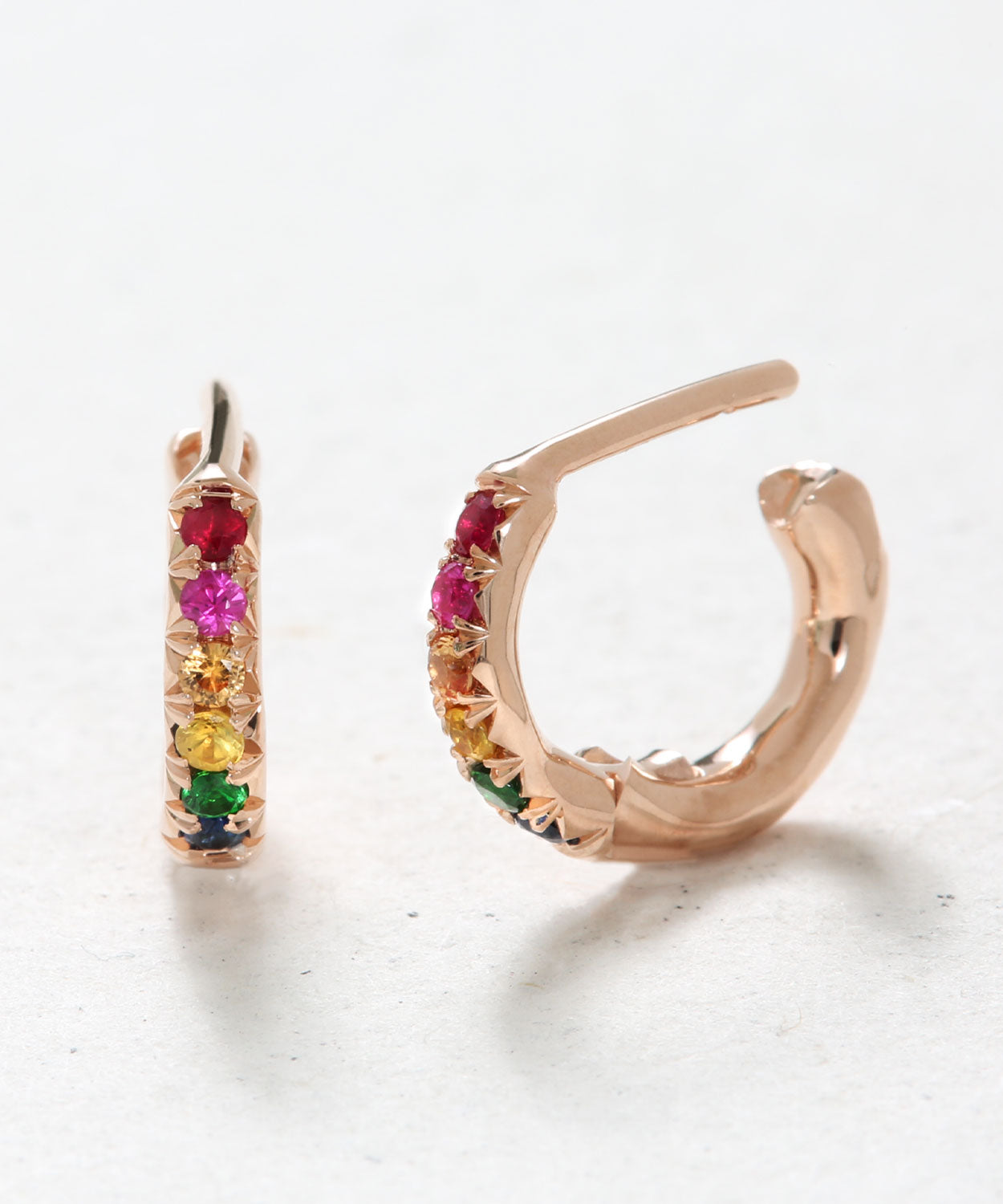 Rainbow Stone Hoop Earrings