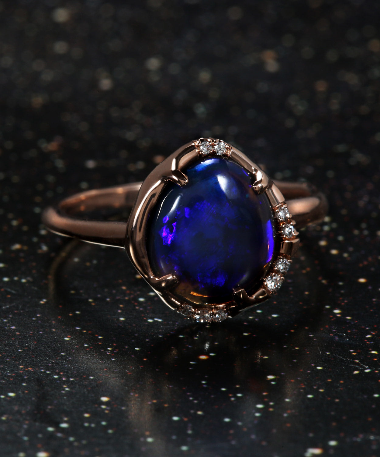 Aphenos Black Opal Blue Flash Ring