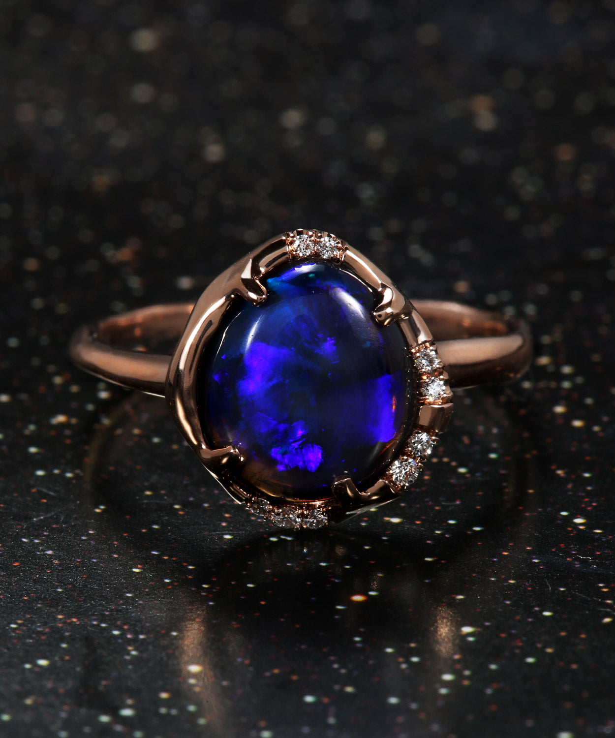 Aphenos Black Opal Blue Flash Ring