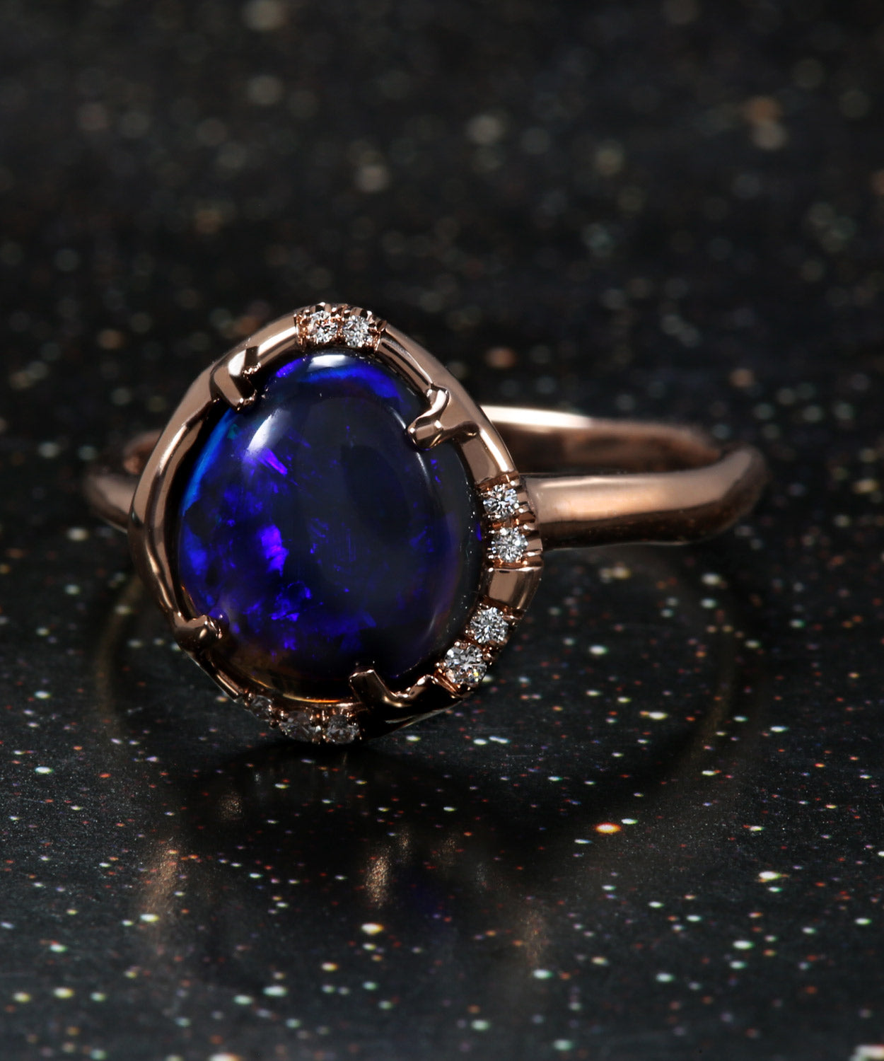 Aphenos Black Opal Blue Flash Ring