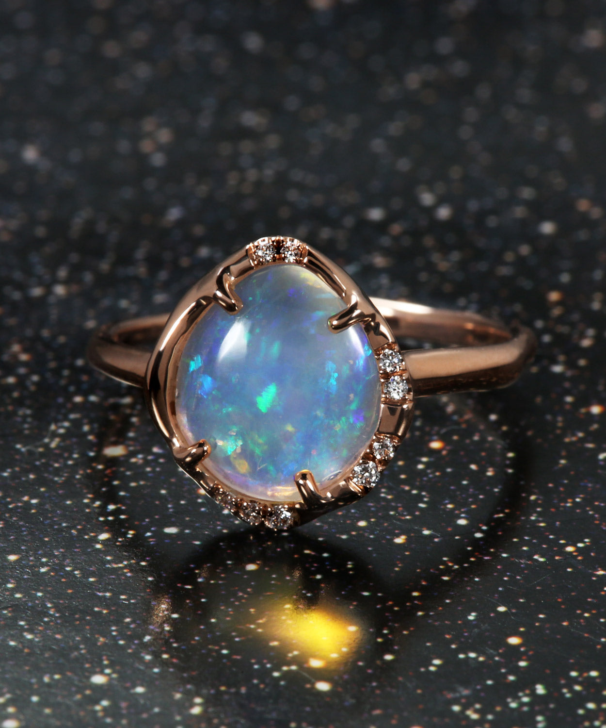 Aphenos Scintillating Sun Flash Crystal Opal Ring