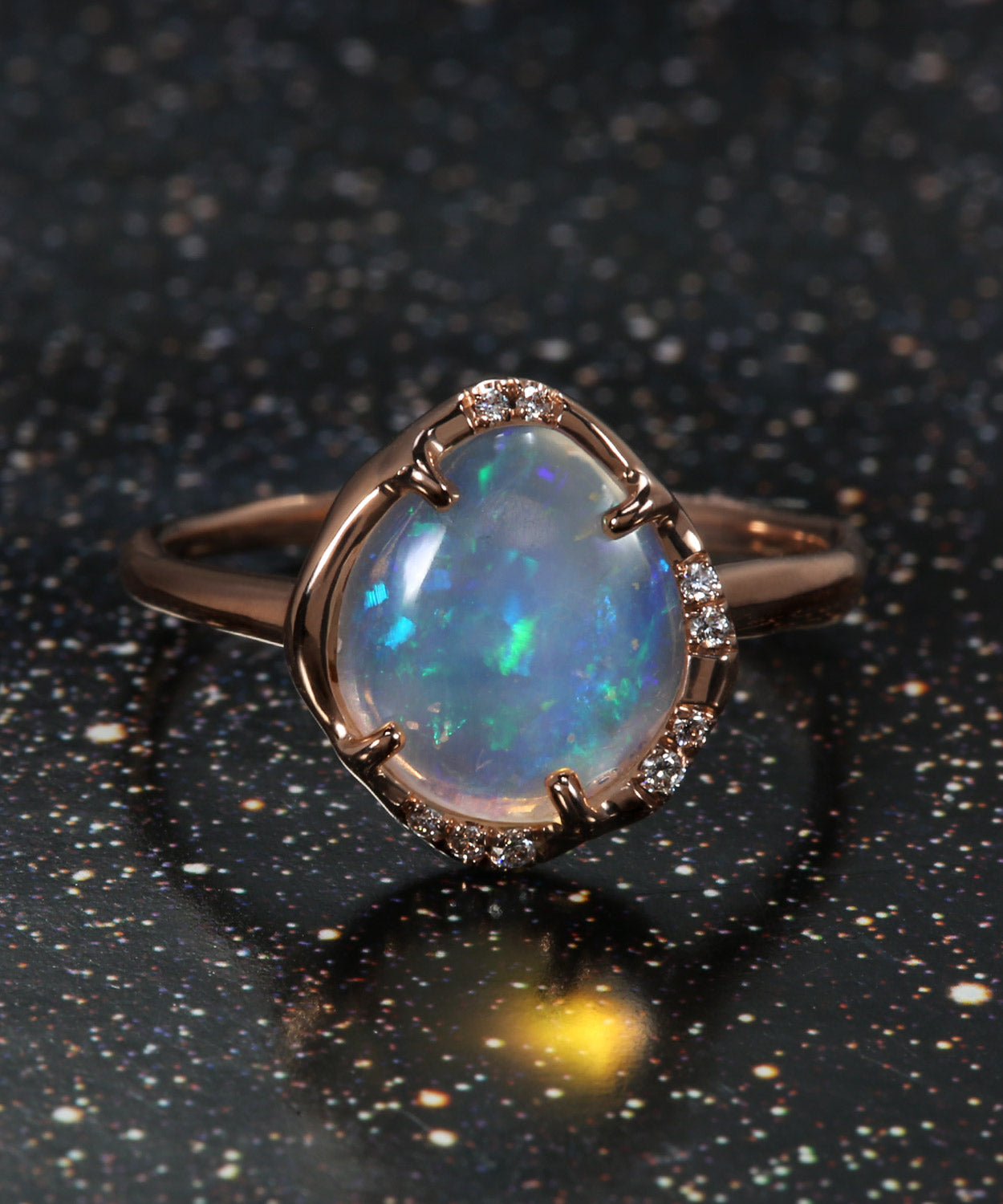 Aphenos Scintillating Sun Flash Crystal Opal Ring