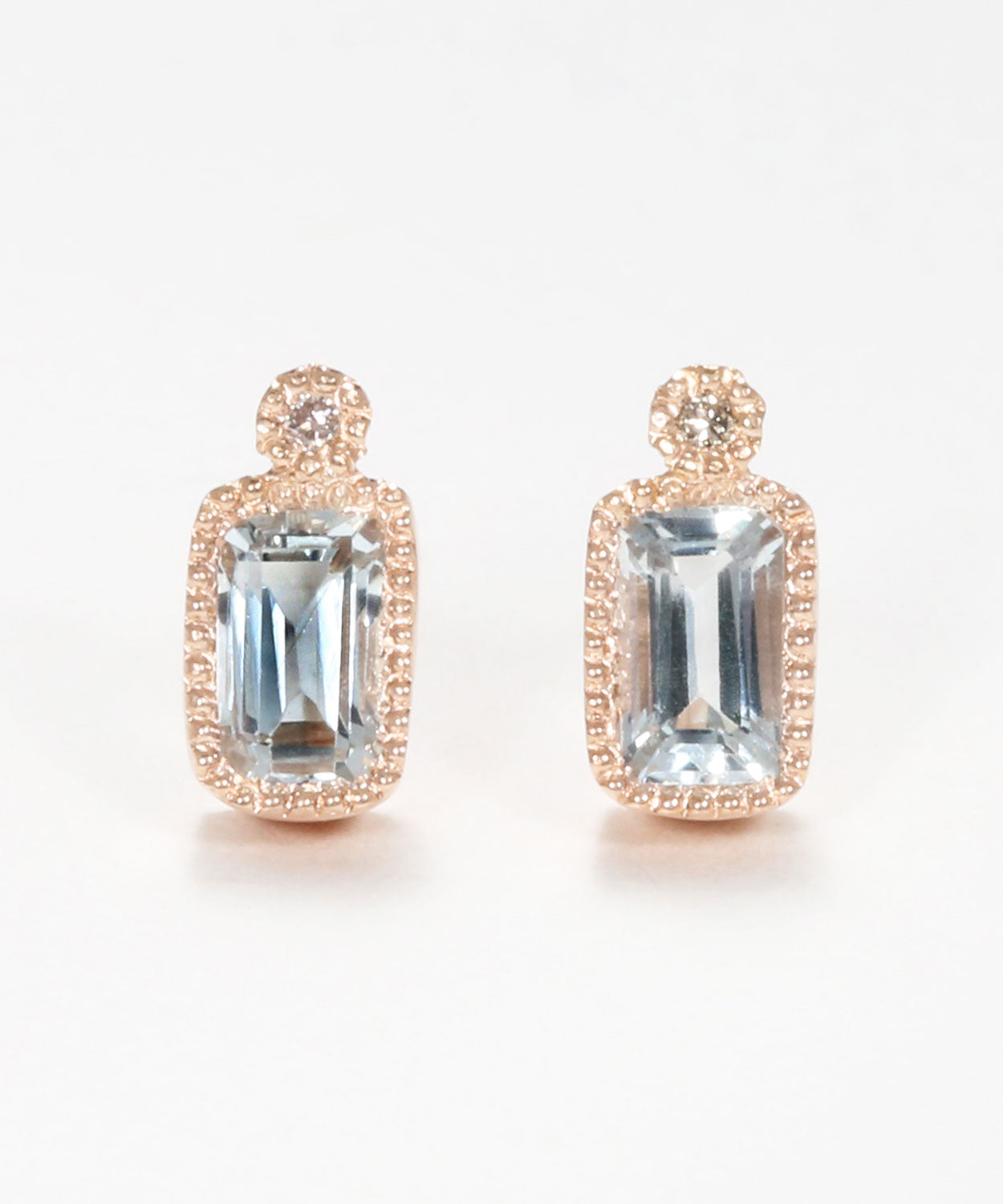 Aquamarine Milgrain Studs