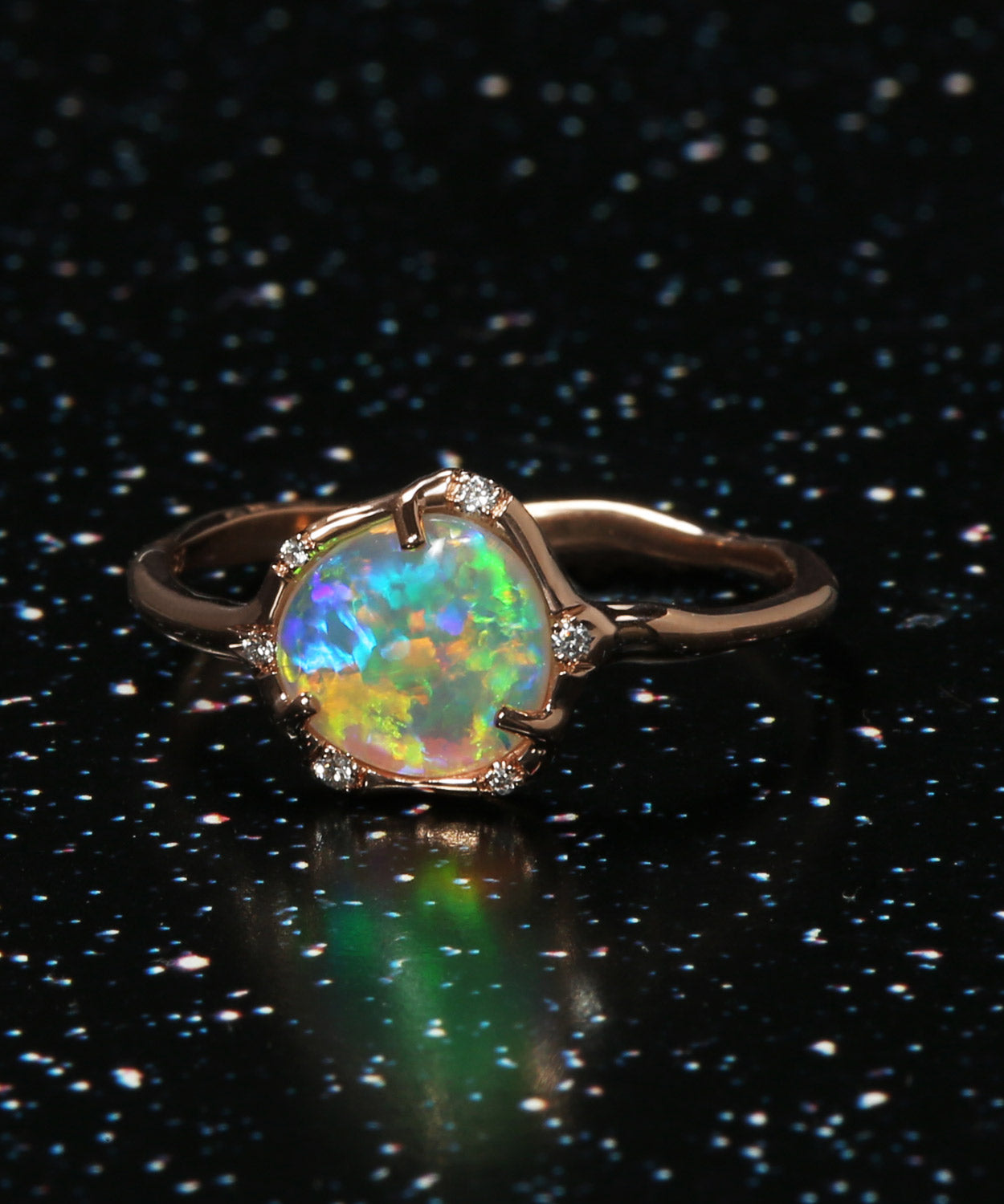 Cosmic Light Galactic Gem Crystal Opal Ring