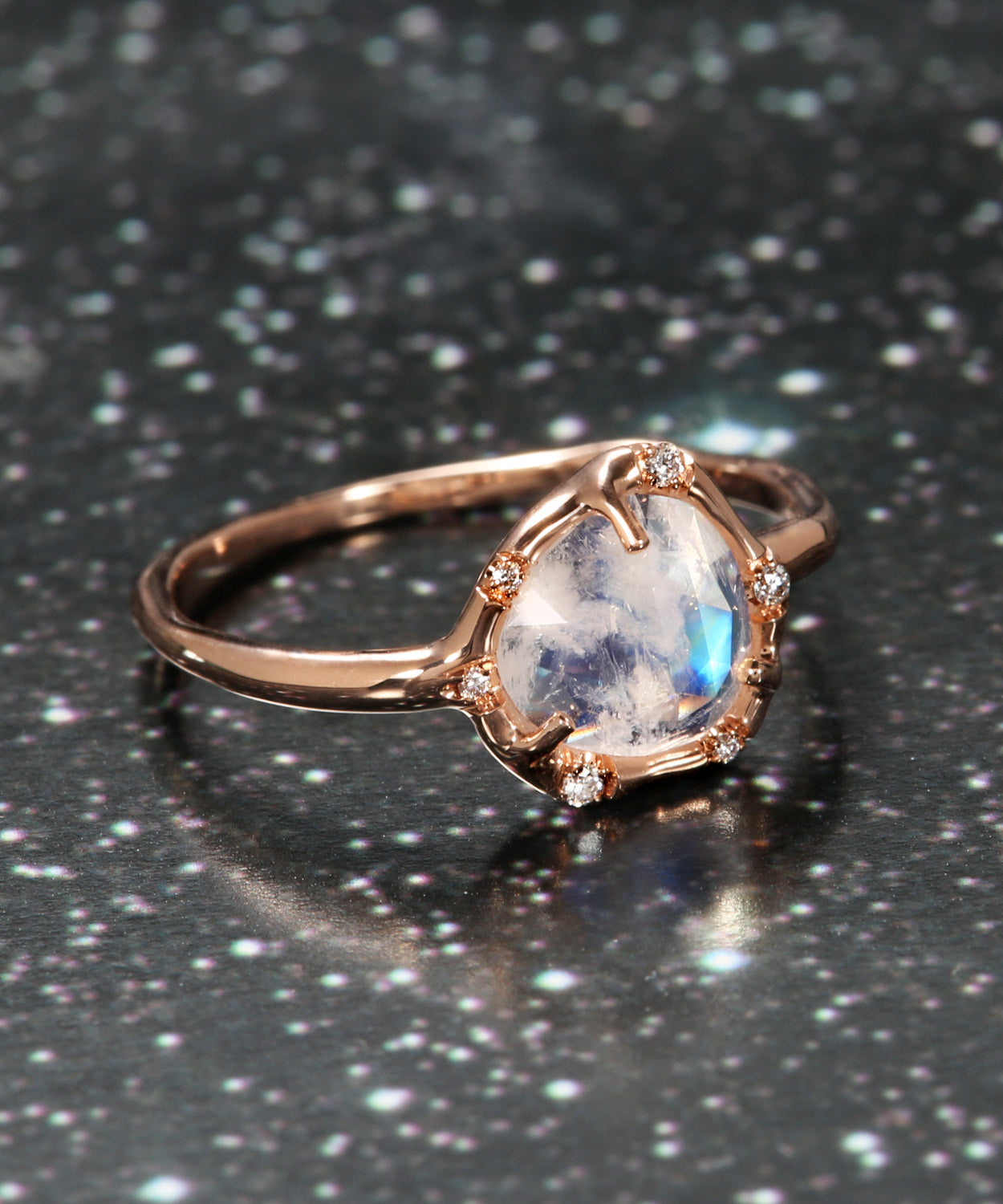 Cosmic Moonstone Light Ring