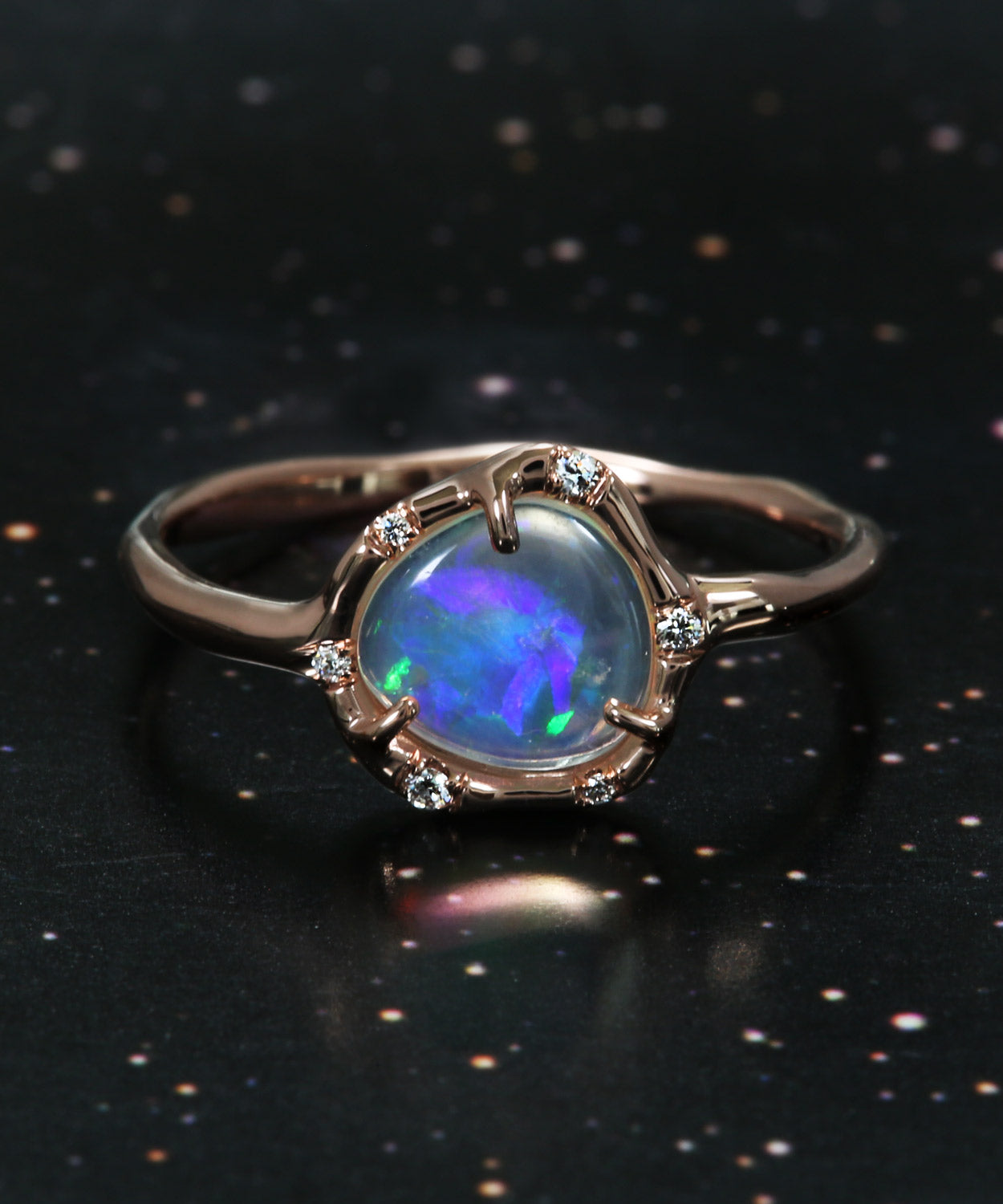 Cosmic Light Crystalline Flash Opal Ring