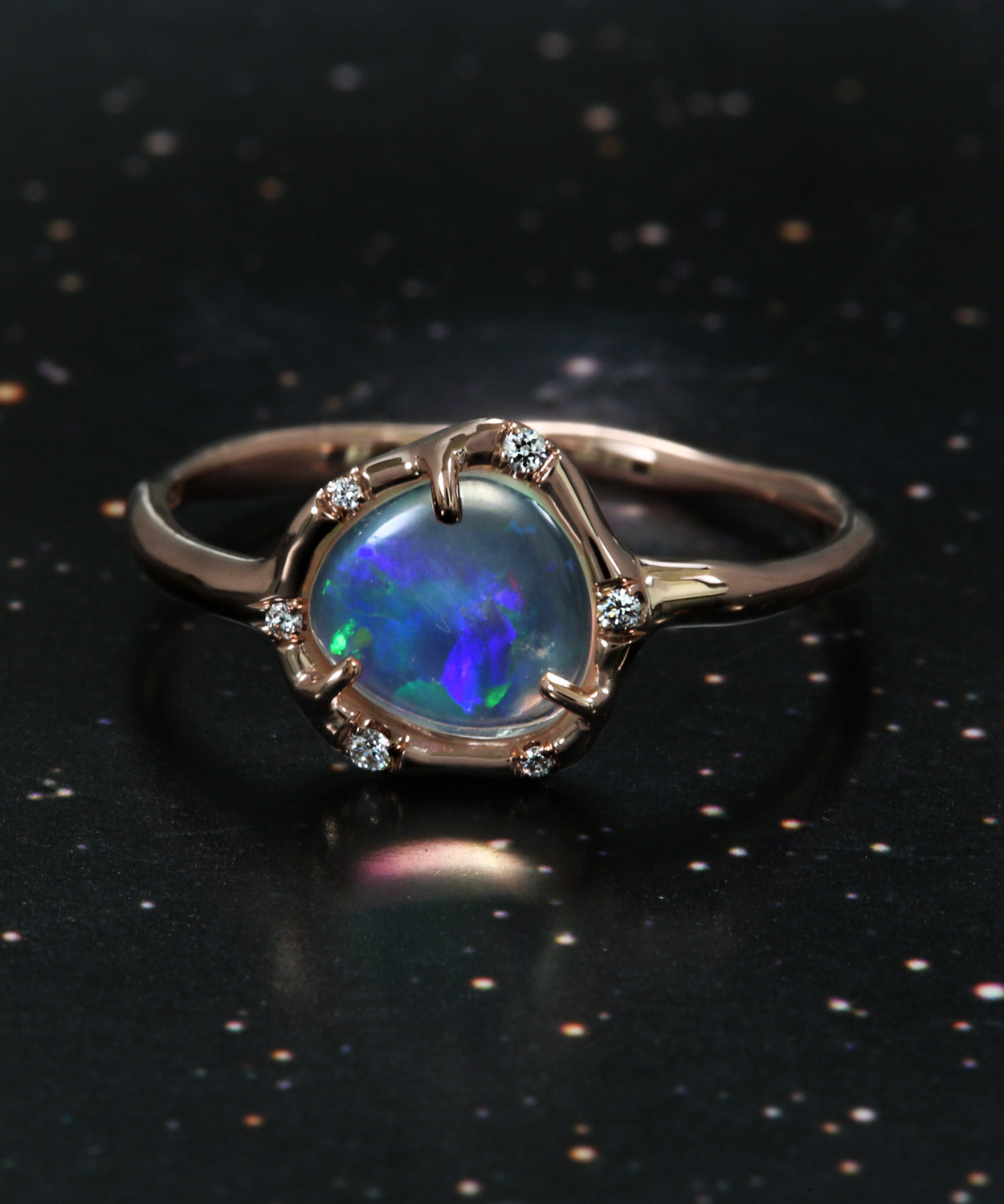 Cosmic Light Crystalline Flash Opal Ring