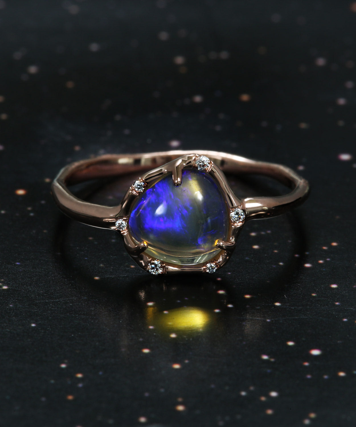 Cosmic Light Dark Crystal Flash Opal Ring