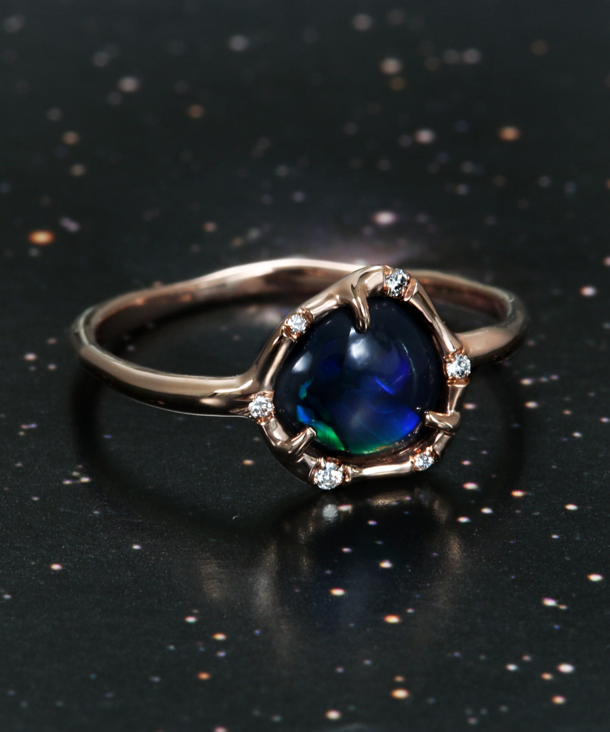 Cosmic Light Midnight Flash Black Opal Ring