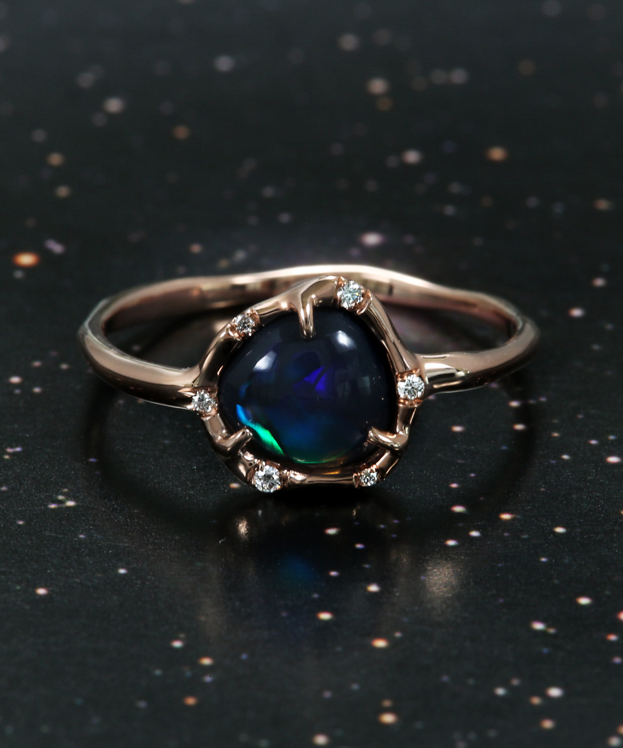 Cosmic Light Midnight Flash Black Opal Ring