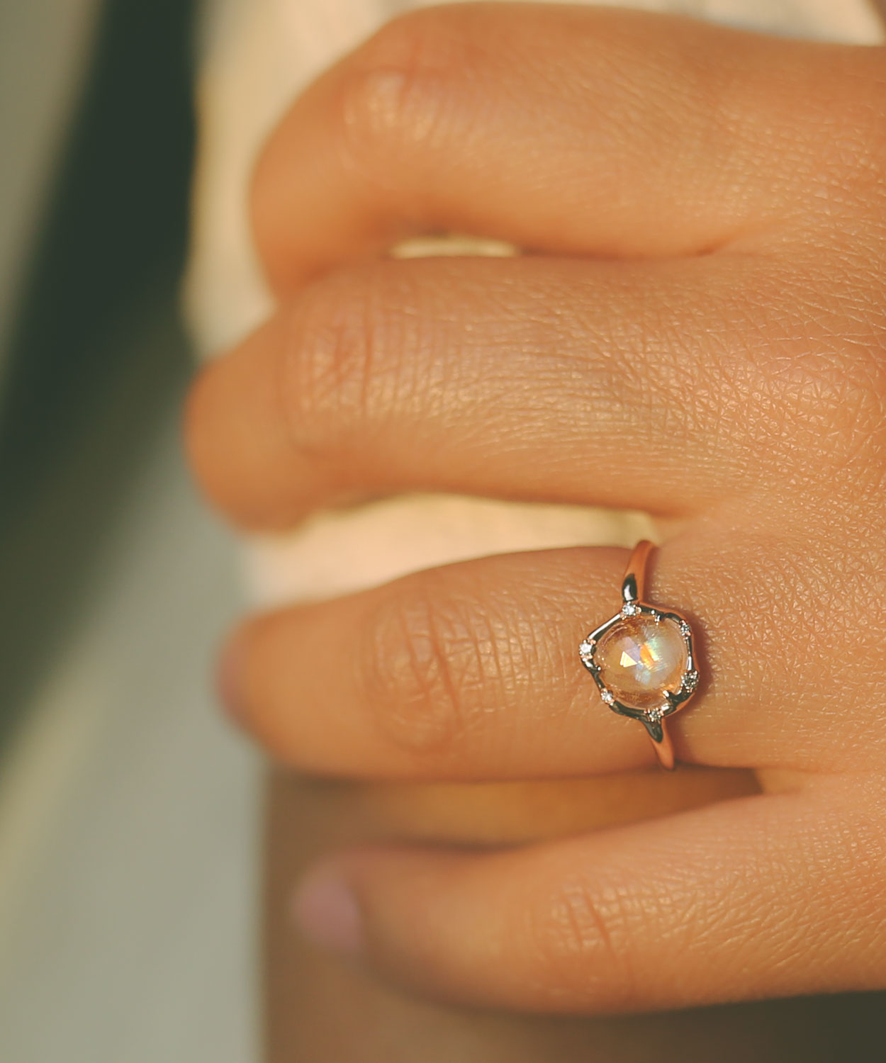 Cosmic Moonstone Light Ring