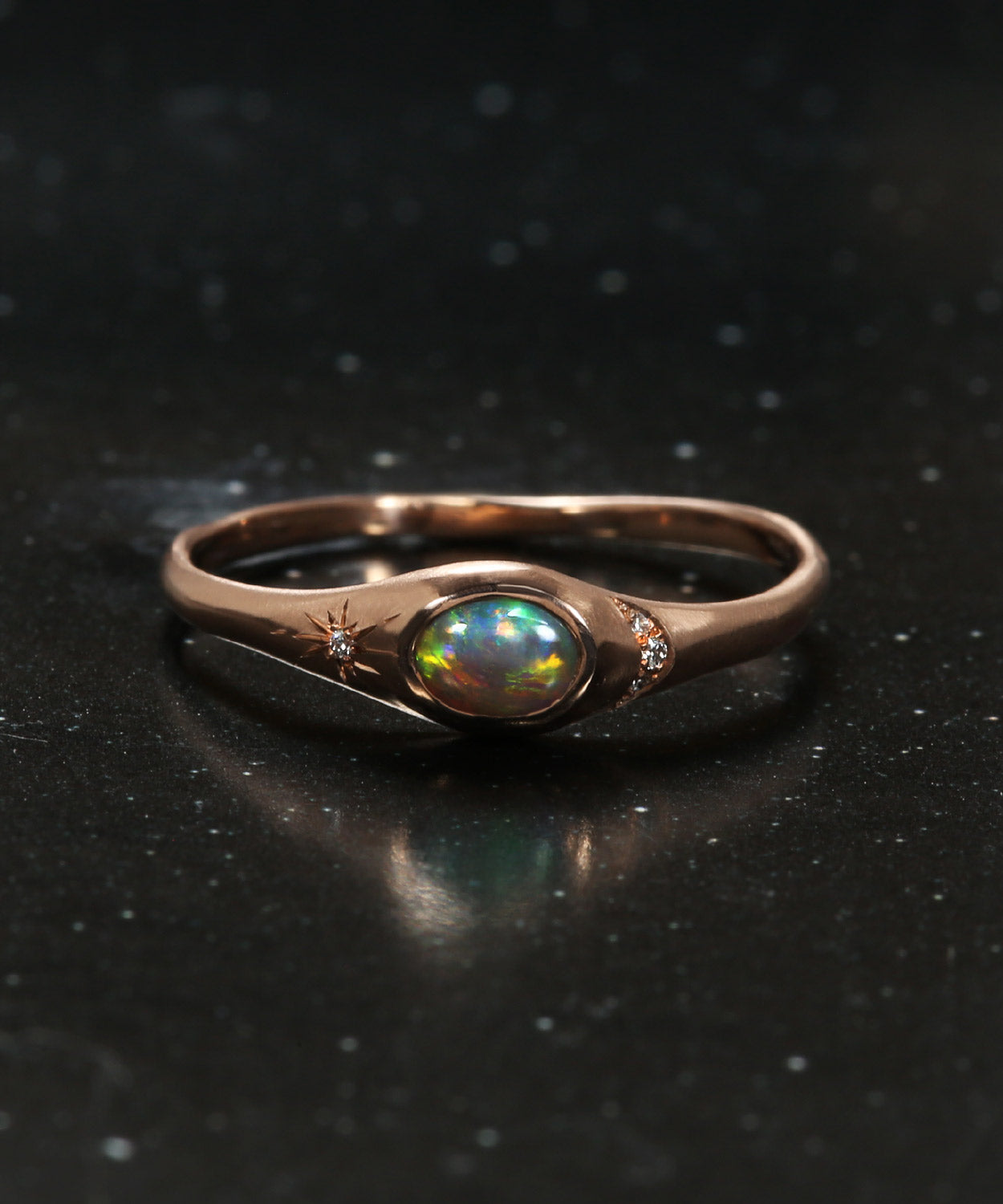 Dew Drop Sunset Flash Opal Ring