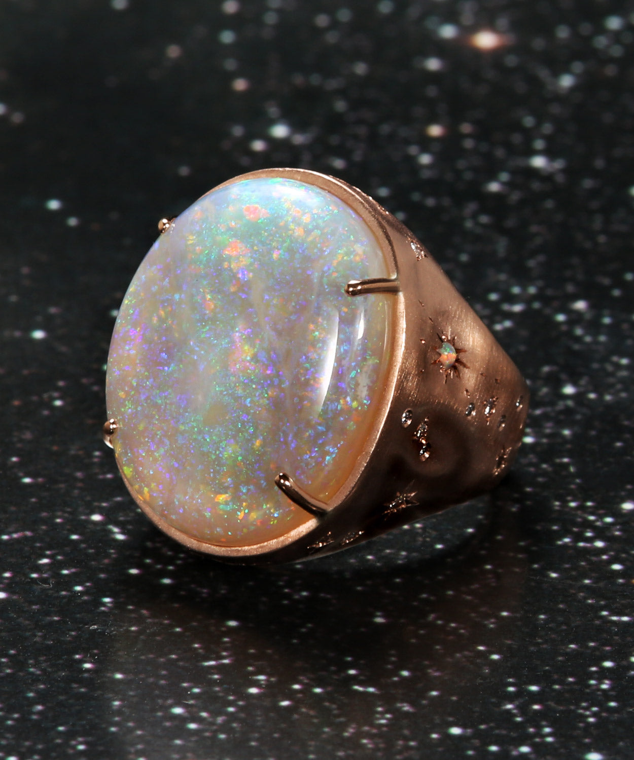 Glittering Crystal Opal Ring