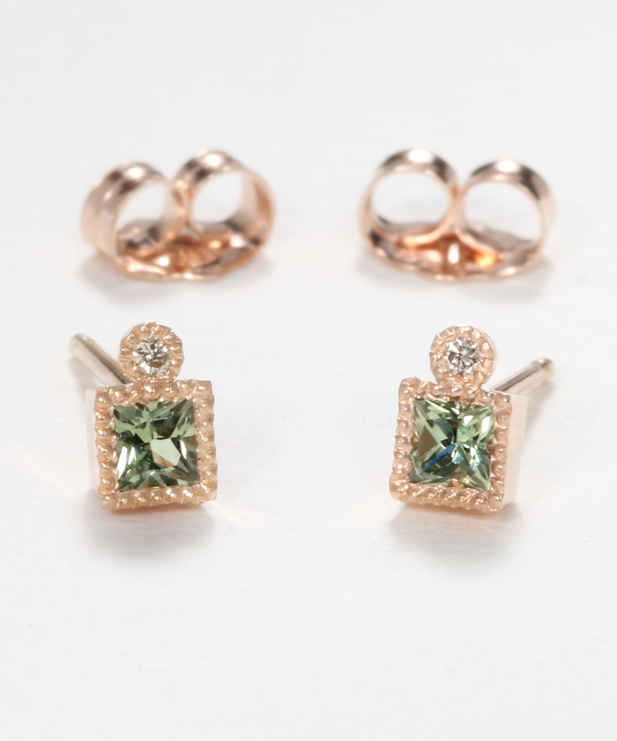 Green Sapphire Milgrain Studs