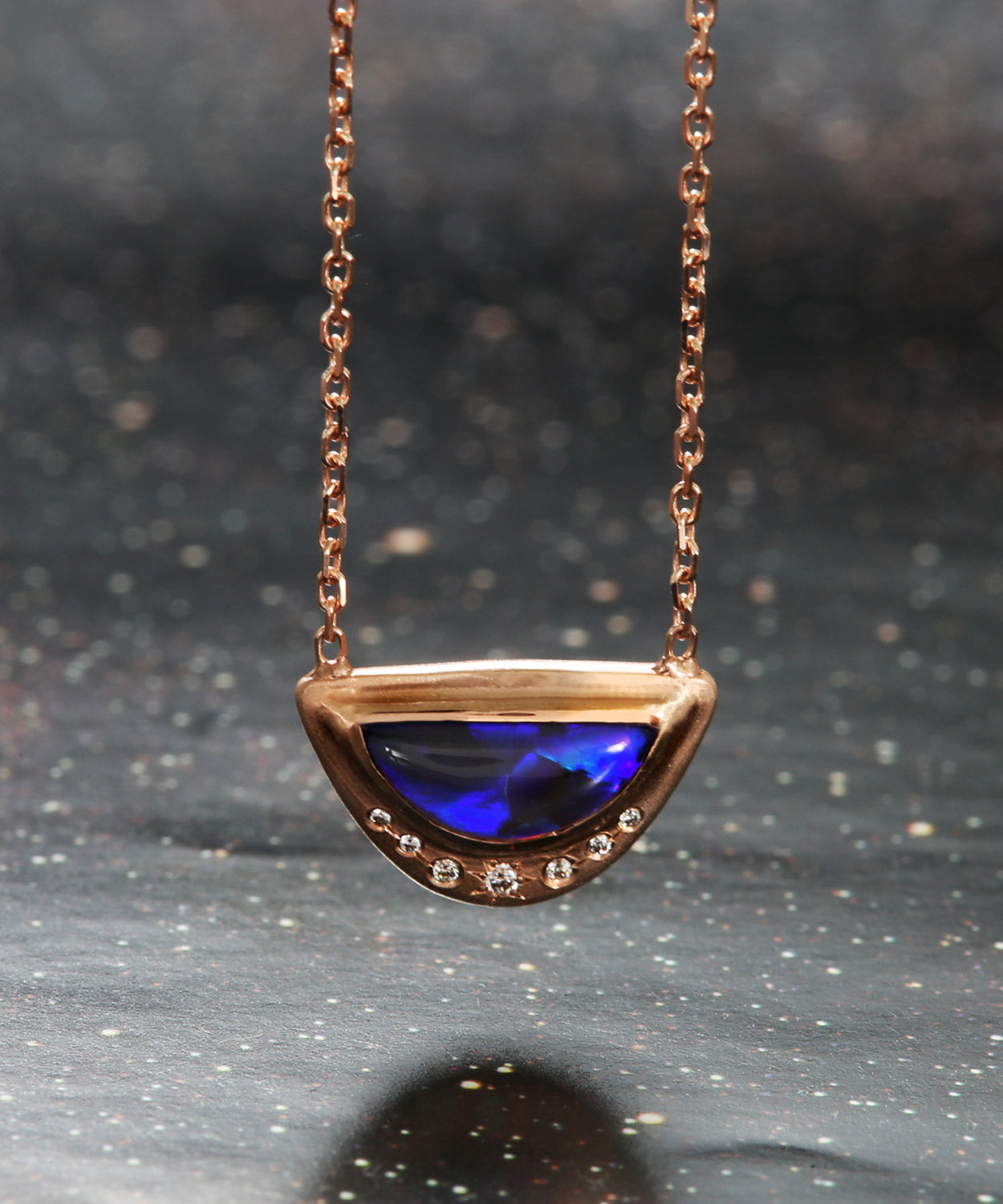 Half Moon Black Opal Necklace