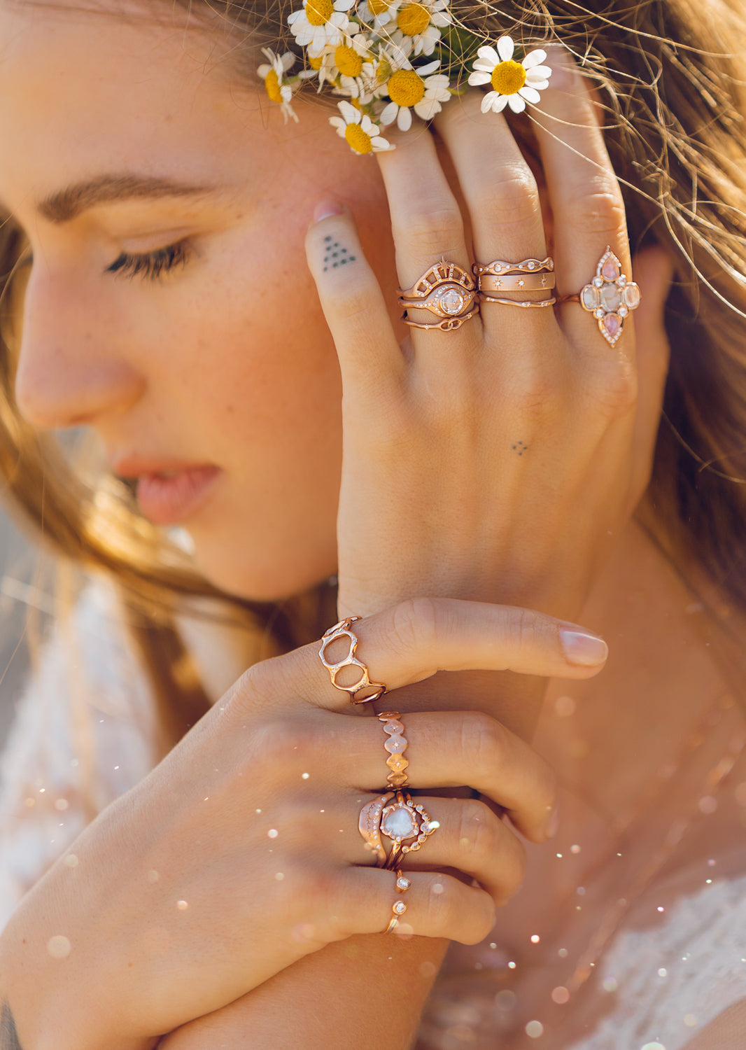 Cosmic Moonstone Light Ring