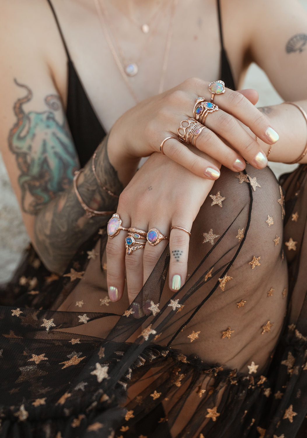 Shine Shadow Electric Paint Brush Opal Ring