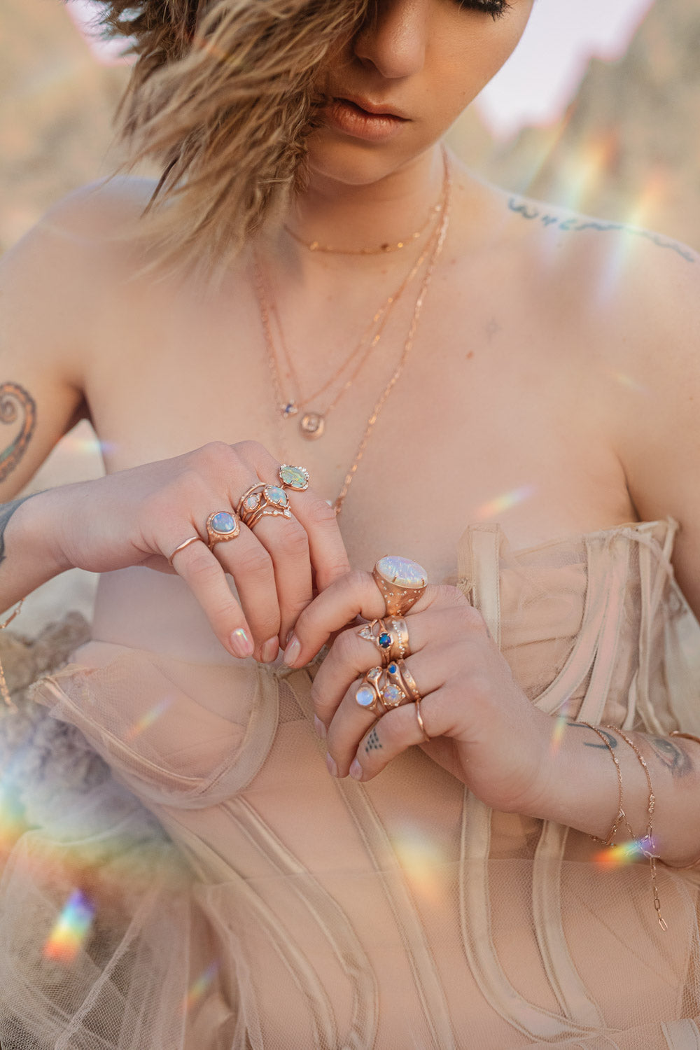 Star Dusted Moonstone Ring