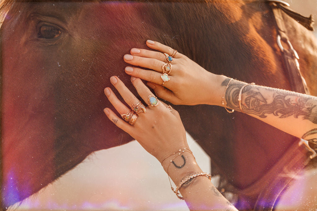 Shine Shadow Electric Paint Brush Opal Ring