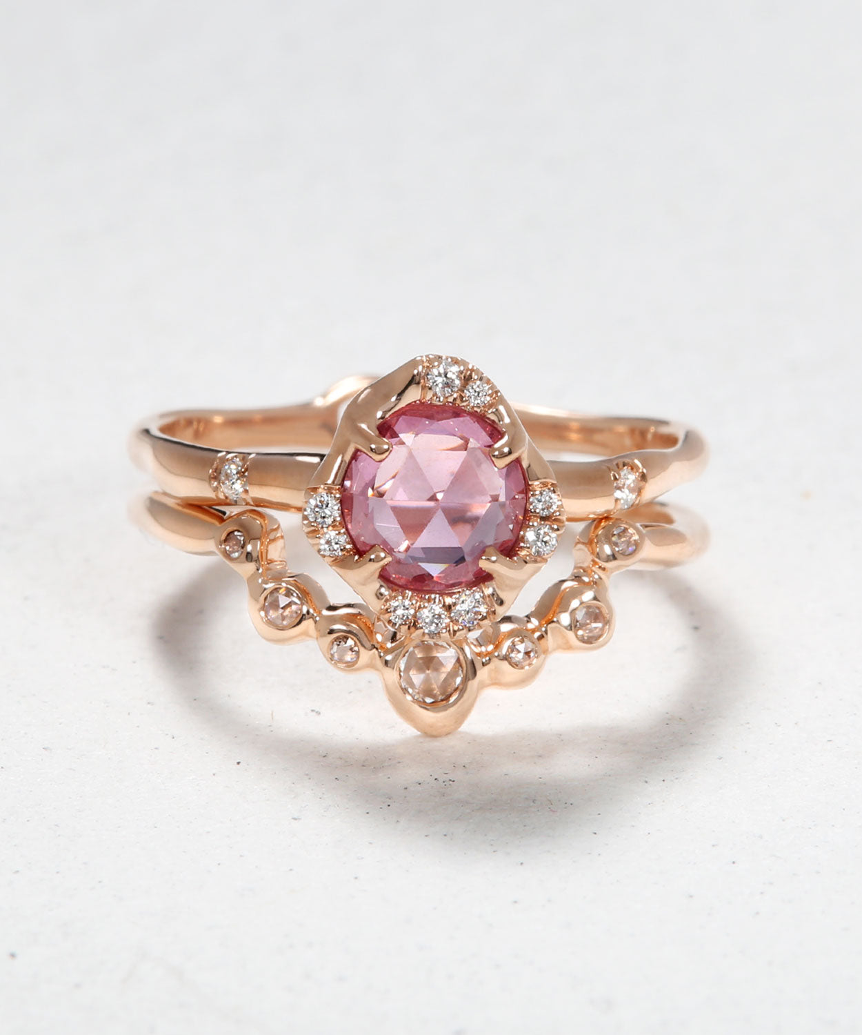 Infinite Love Pink Sapphire and Diamond Eye Stack