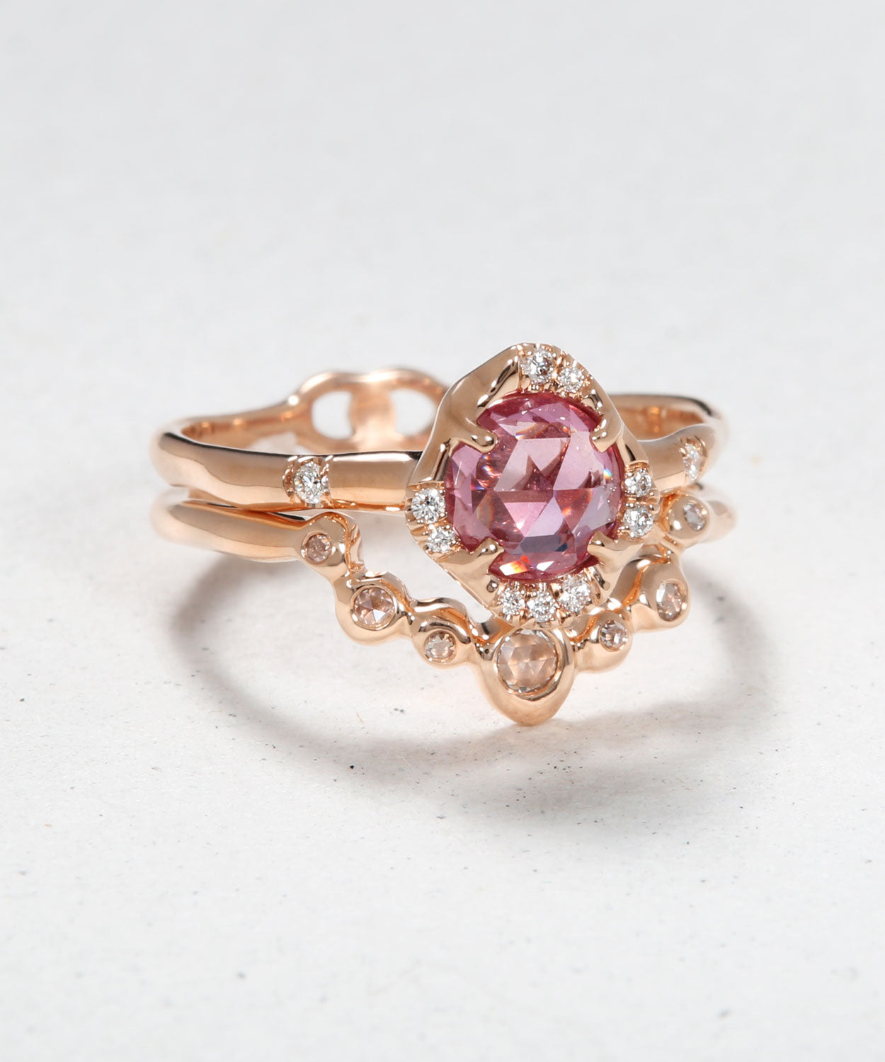 Infinite Love Pink Sapphire and Diamond Eye Stack