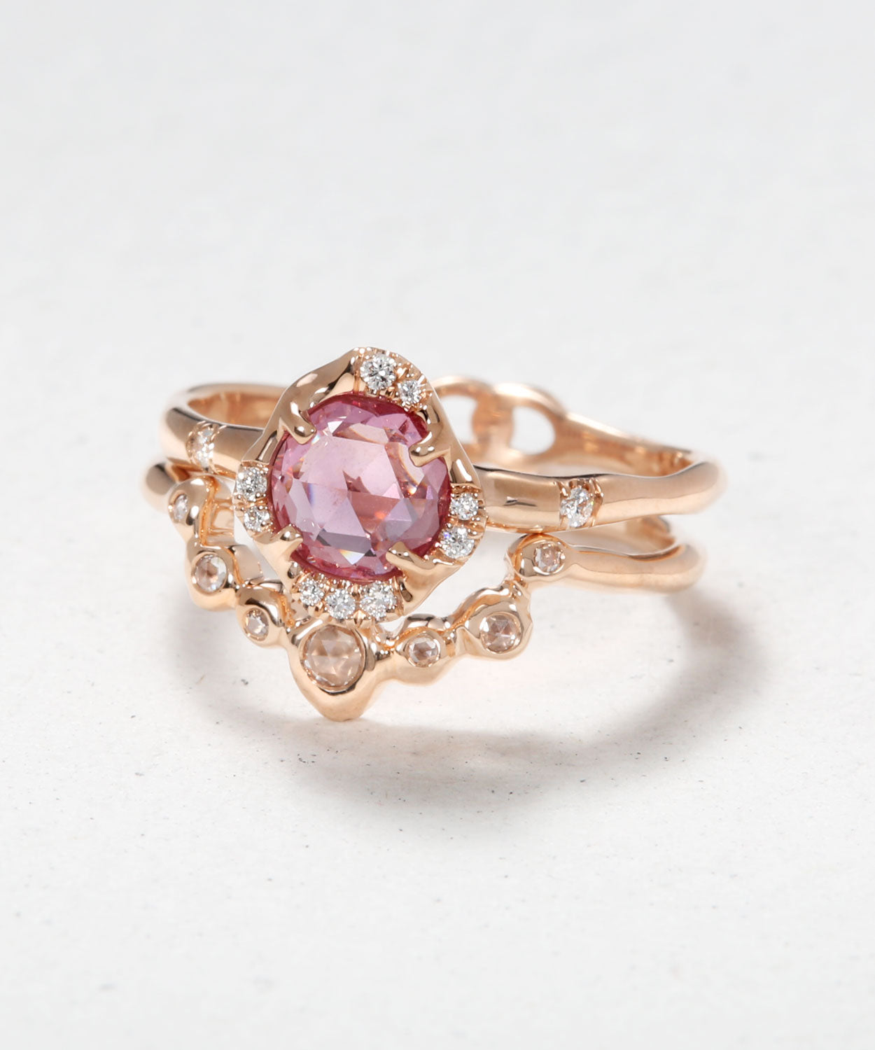 Infinite Love Pink Sapphire and Diamond Eye Stack