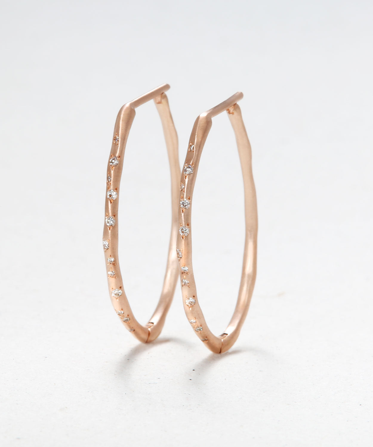 Oval Diamond Hoop Earrings