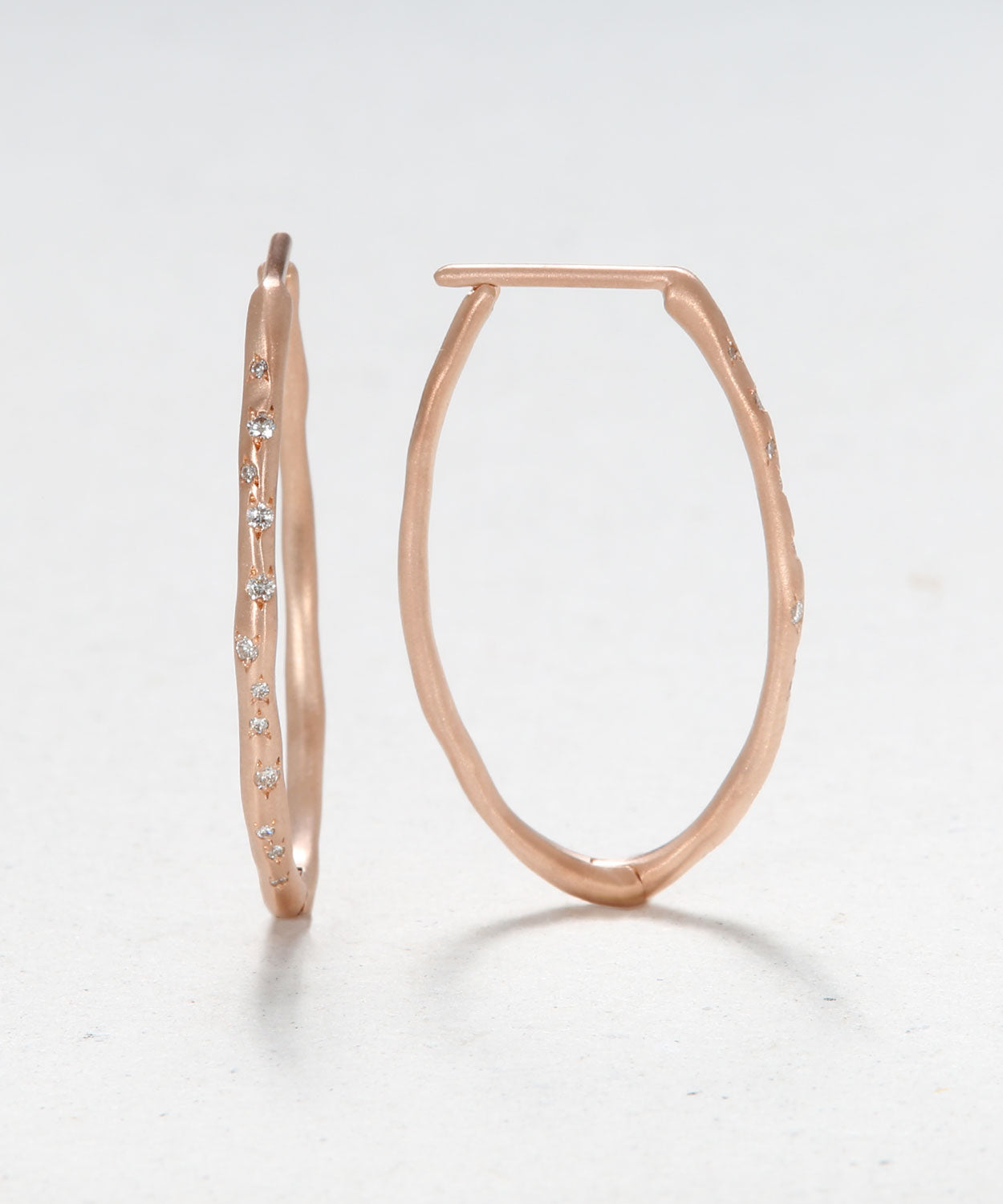 Oval Diamond Hoop Earrings