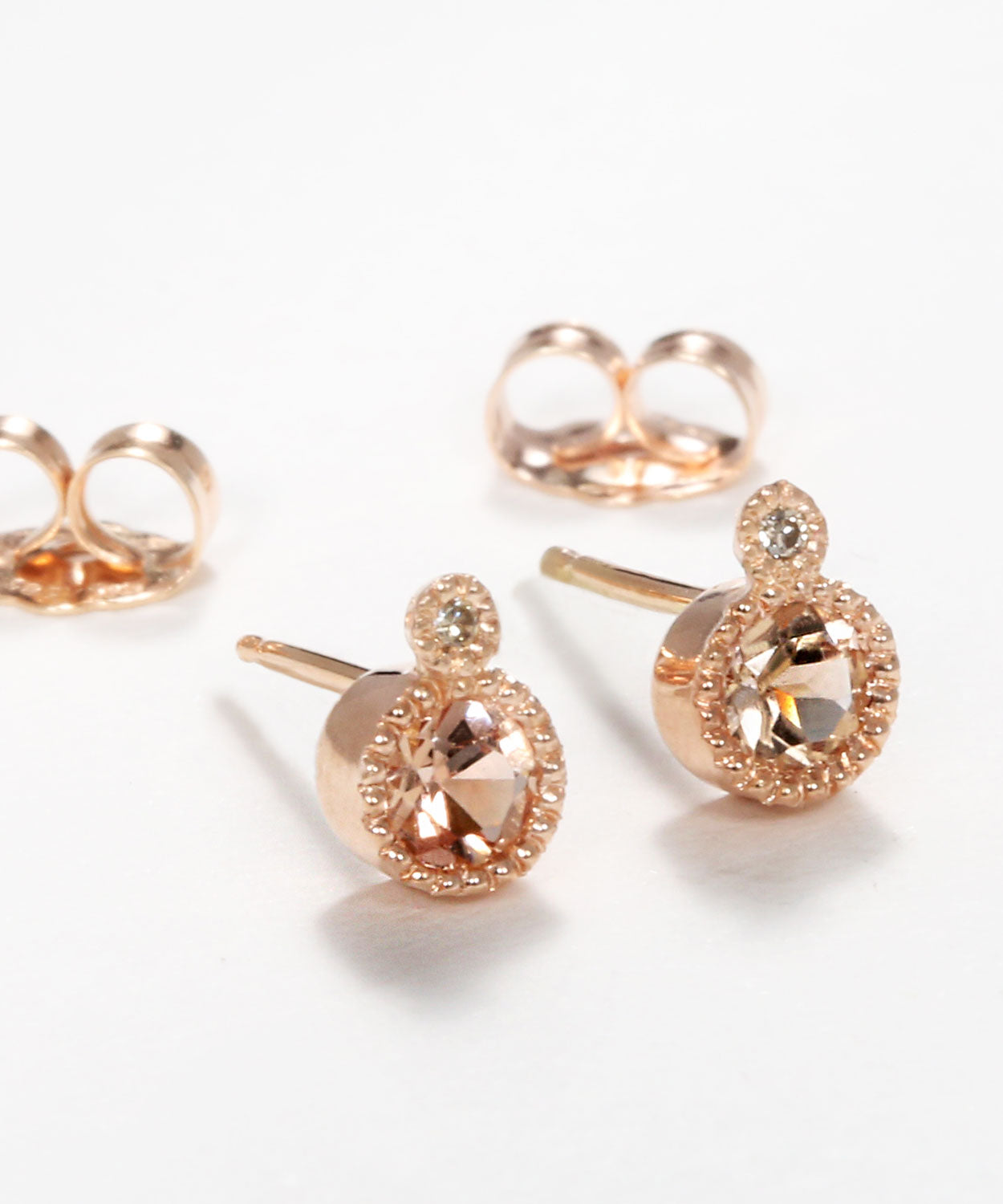 Peach Topaz Milgrain Studs